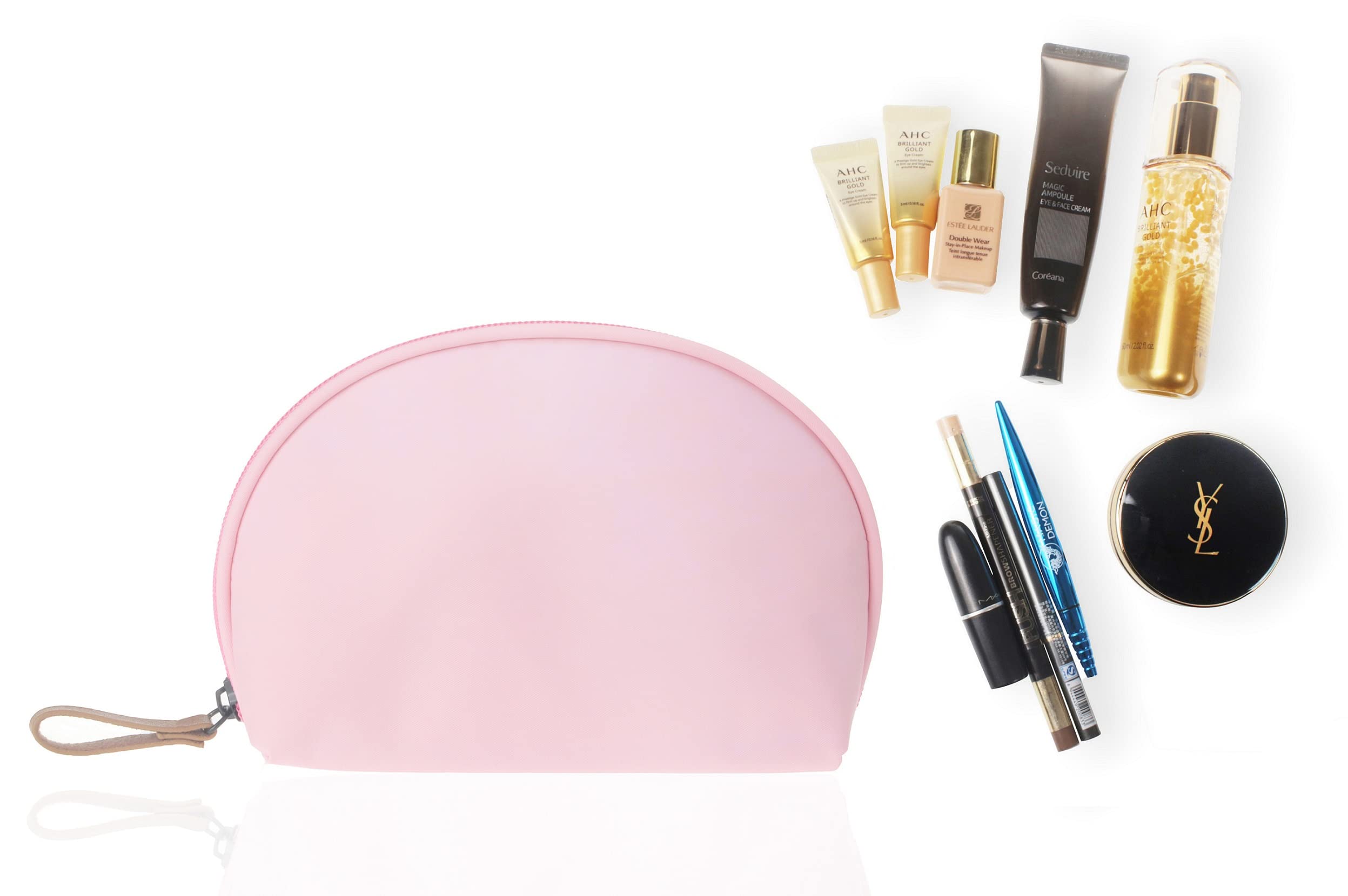 Waterproof Small Makeup Bag for Women - Portable Travel Cosmetic Pouch with Nylon Material (Pink) | Perfect for Purse, Gym, Vacation & Everyday Use