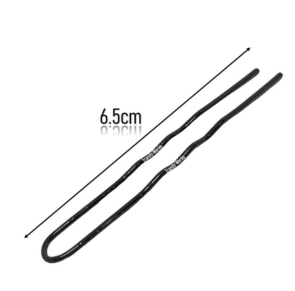 200 Pcs U-Shape Hair Pins - Black Metal Bun Pins for Women & Girls (6.5cm) - Secure Hairstyles for Wedding, Party & Daily Use
