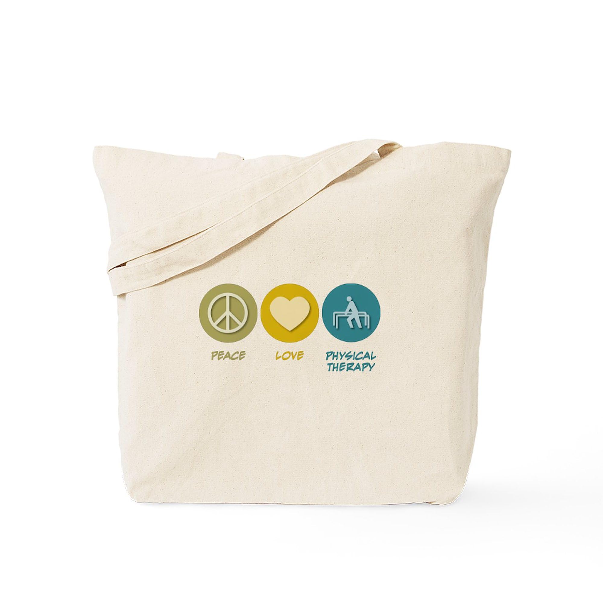 Peace Love Physical Therapy Tote Bag - Natural Canvas Reusable Shopping Bag for Therapists, Patients & Healthcare Workers | Eco-Friendly Grocery, Work & Gym Bag