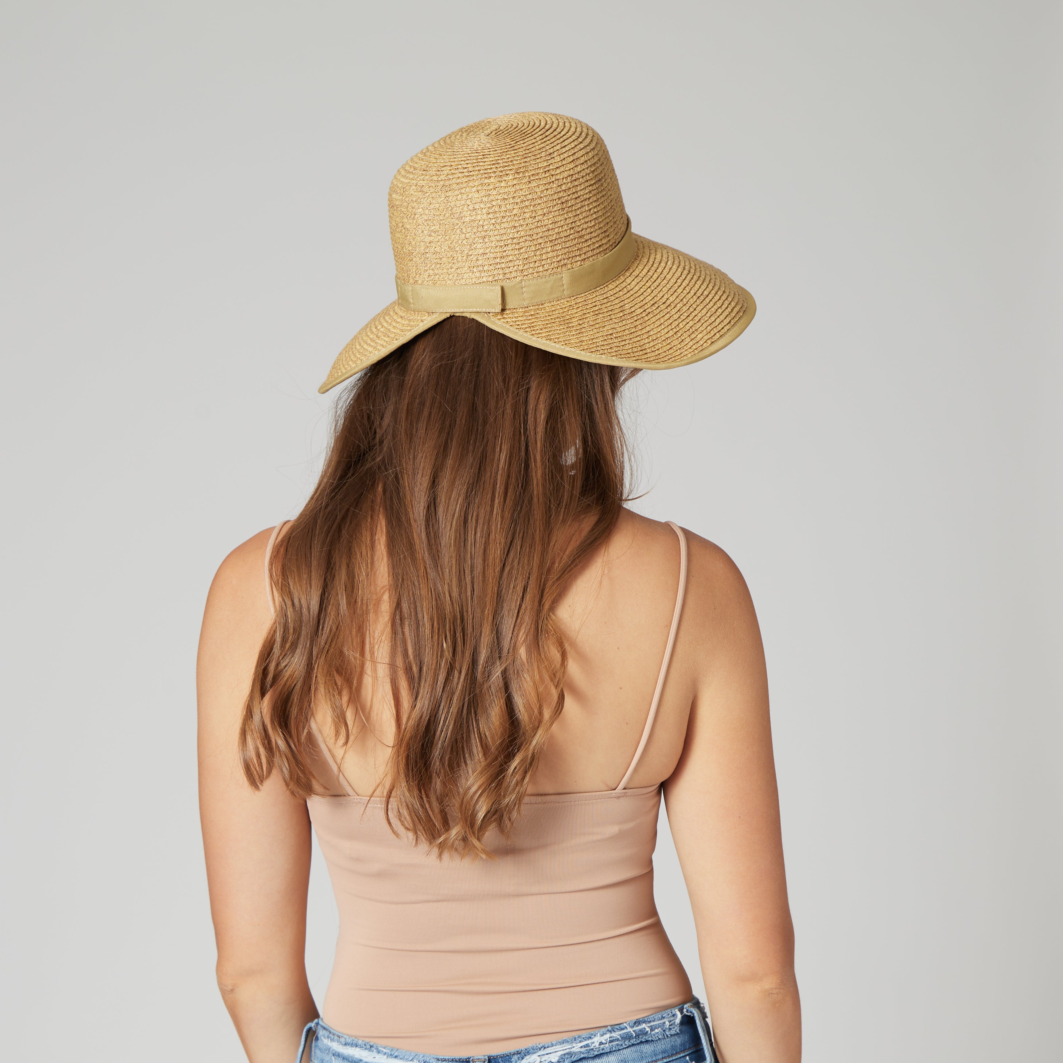 Women's Ultrabraid Round Crown Sun Hat with Grosgrain Ribbon & Adjustable Velcro Closure - UV Protection Wide Brim Hat for Beach, Gardening, and Outdoor Activities