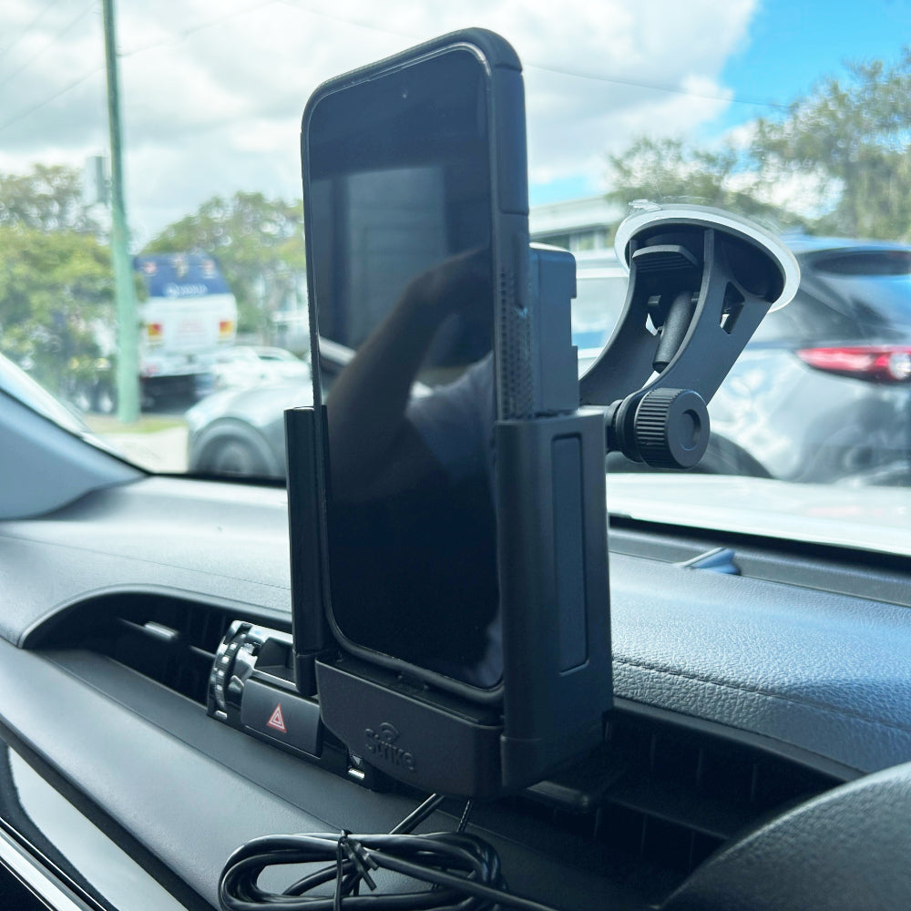 iPhone 15 Plus Car Phone Mount Holder - Compatible with Strike Rugged Case, DIY Installation - Perfect for Road Trips, Commuting & Hands-Free Driving