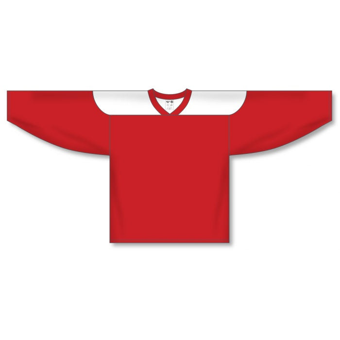 Custom Athletic Knit Red & White 6100 Jersey - Breathable Sports Performance Shirt for Baseball, Basketball & Team Uniforms