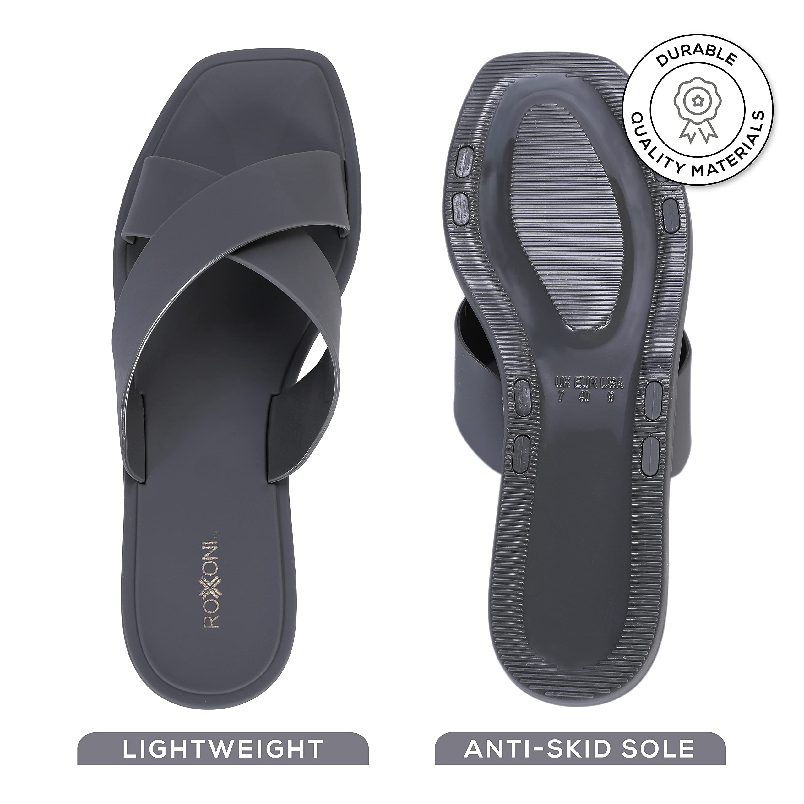 Roxoni Women's Quick-Dry Slippers - Non-Slip Shower Sandals for Bathroom, Pool & Spa - Lightweight Criss Cross Design for Indoor/Outdoor Use