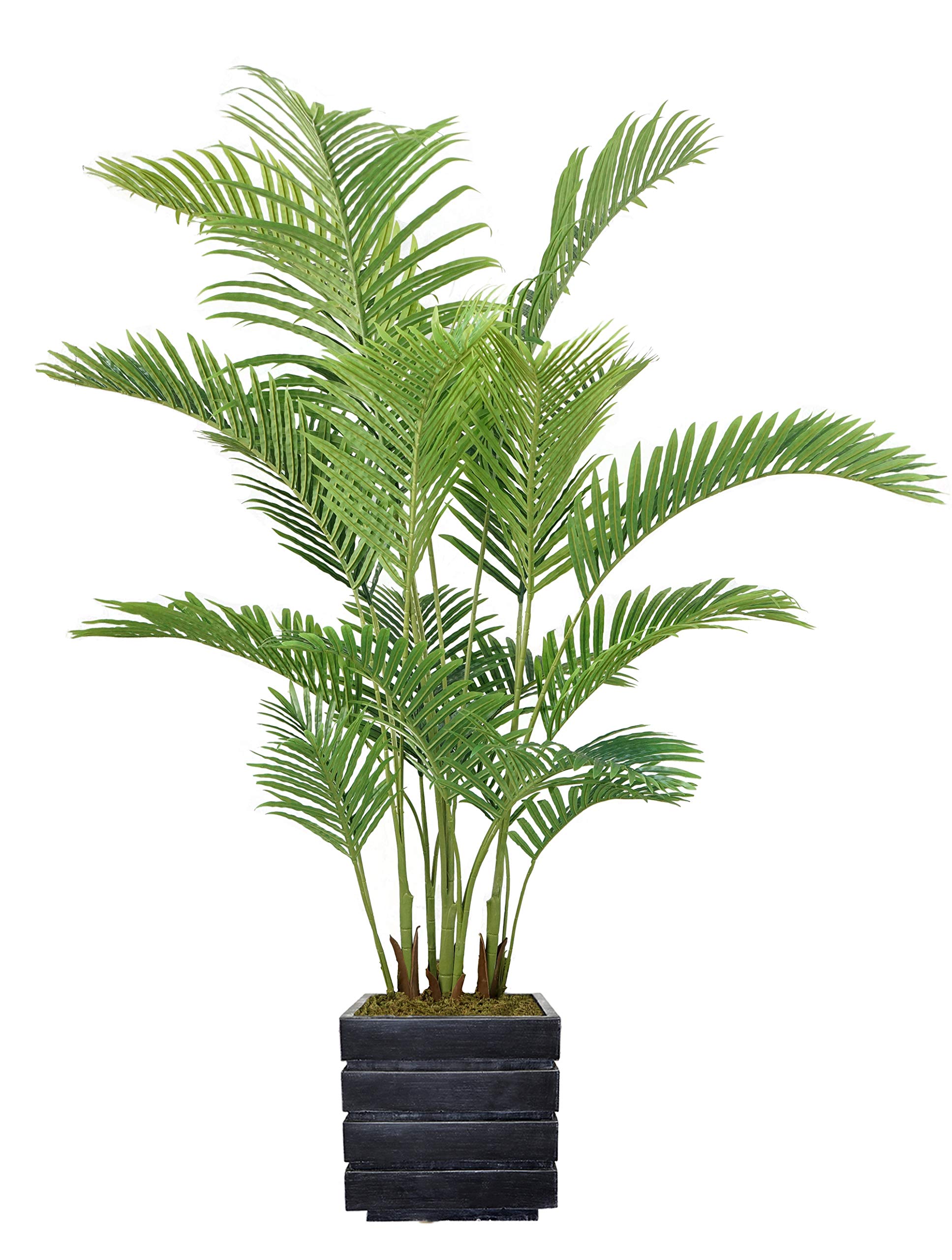 Vintage Green Emerald Artificial Faux Palm Tree with Fiberstone Planter - 77
