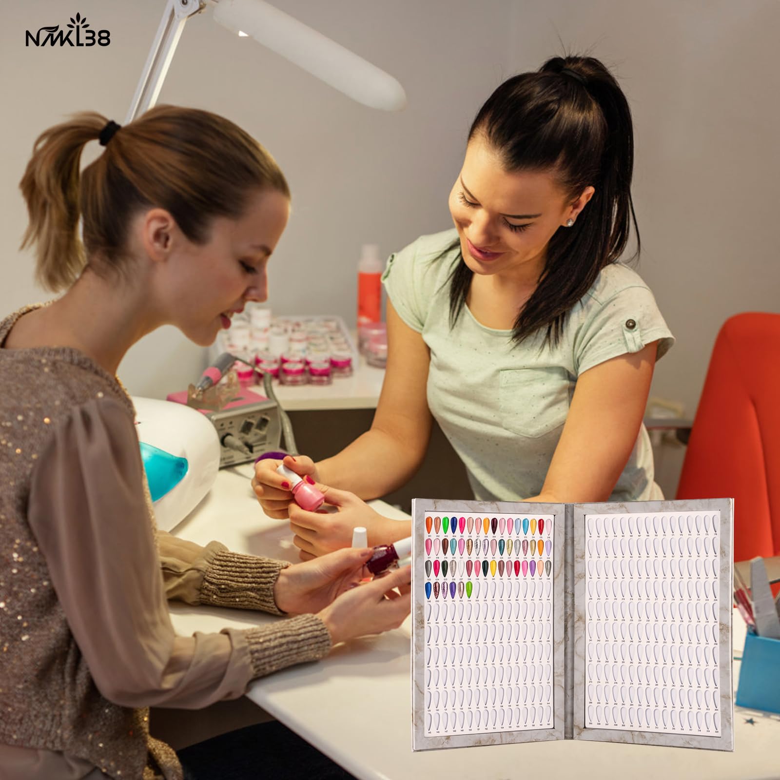 320 Gel Nail Polish Colors Swatch Book with 240 False Nail Tips - Professional Salon Nail Color Chart & Practice Cards for Nail Artists & DIY Manicures (Gray) | Perfect for Nail Salon Display, Home Manicure Practice & Nail Art Inspiration