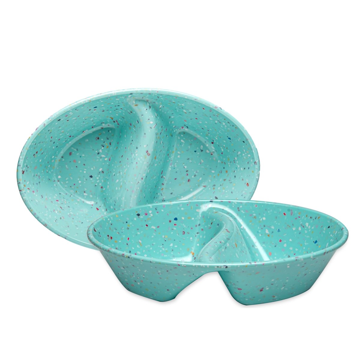 2-Piece Confetti Divided Serving Dish Set - Green - Perfect for Party Snacks, Appetizers & Desserts