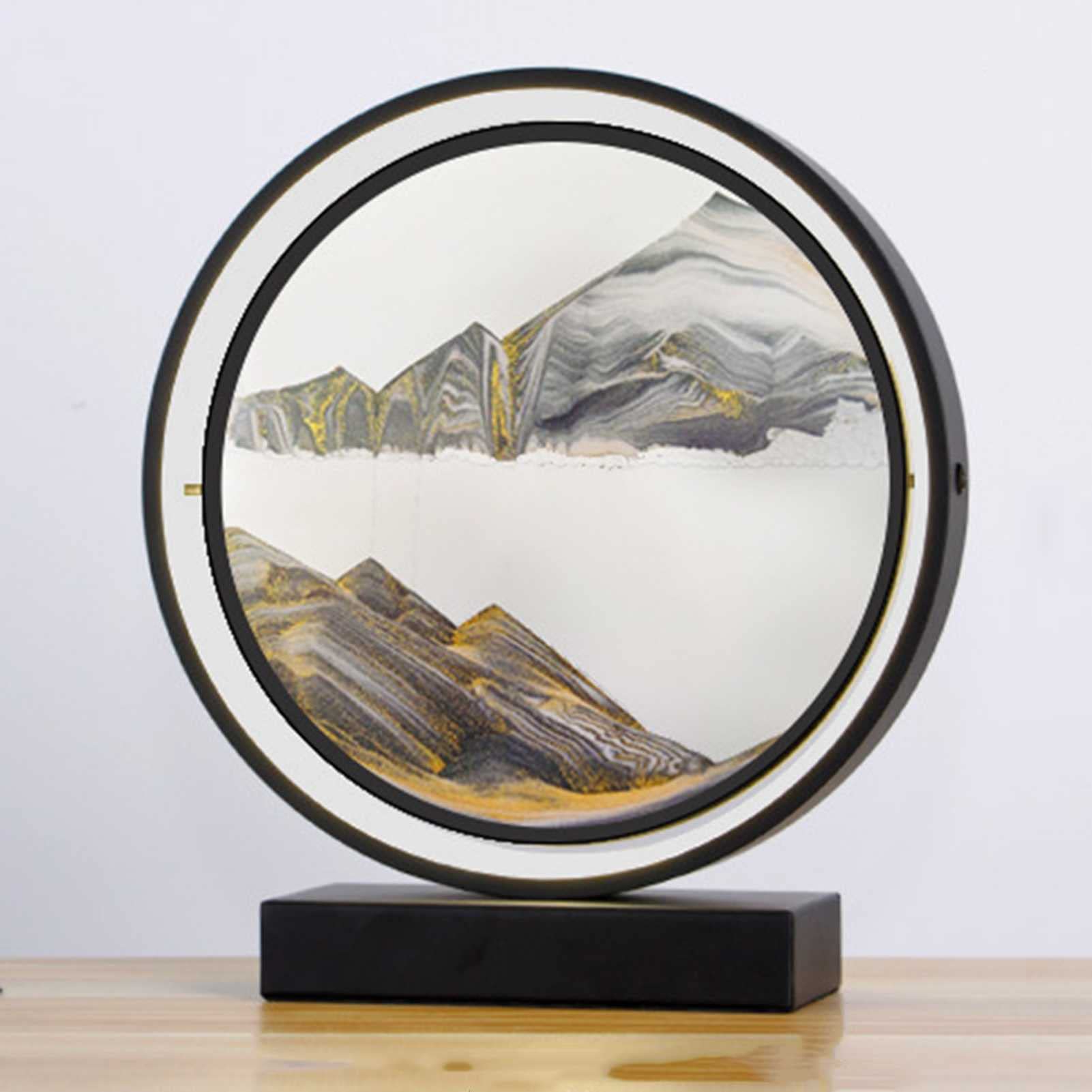 WENCY LED Flowing Sand Art Painting - 3D Deep Sea Sandscape in Motion, Round Glass Frame Desktop Decor for Adults & Kids | Home, Office, Creative Gift Idea for Relaxation & Stress Relief