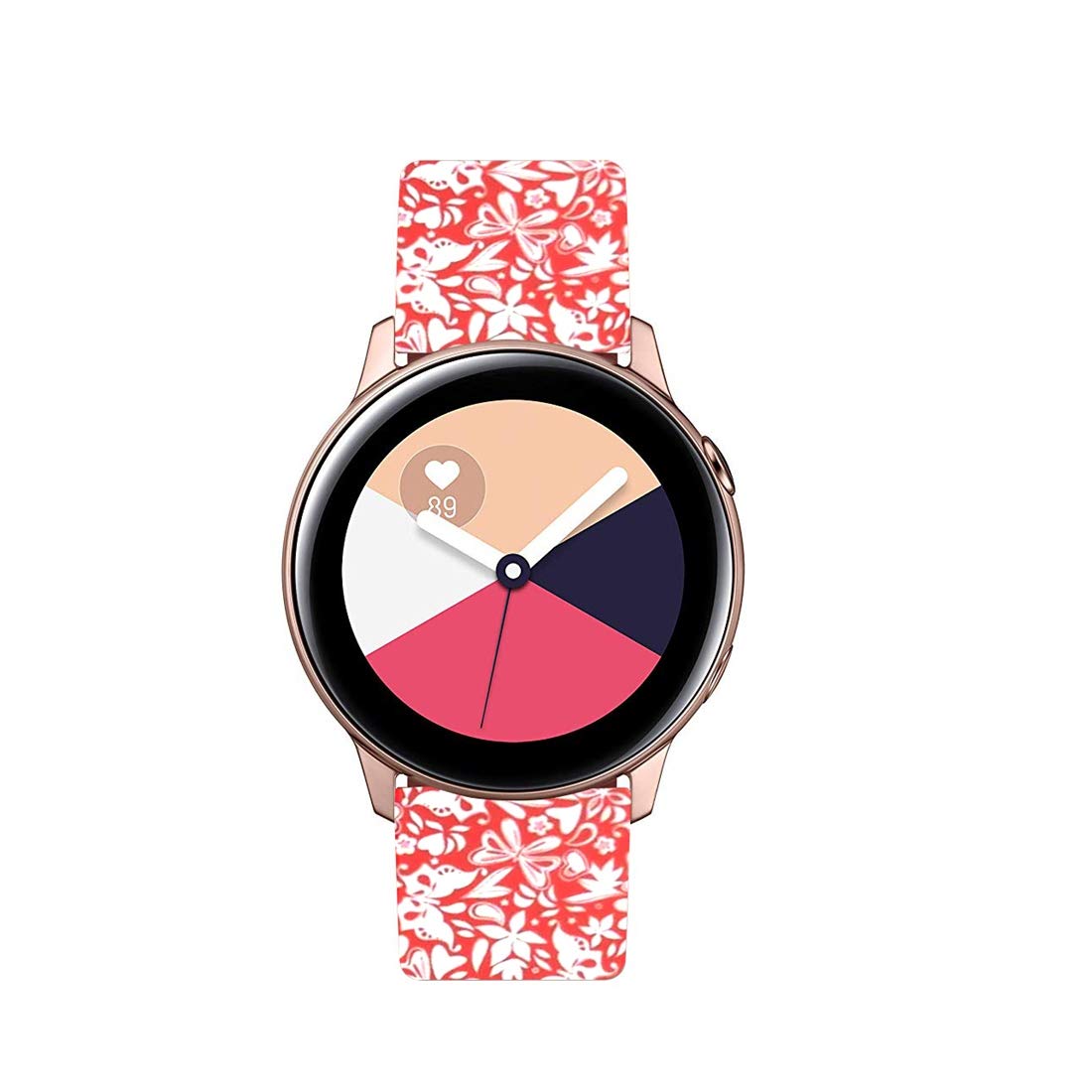 Colorful Galaxy Watch Bands for Samsung Galaxy Watch 42mm & Active 40mm/44mm - Rose Gold Butterfly Design Women's Watch Strap - Perfect for Workouts, Office & Casual Wear (White, Small)