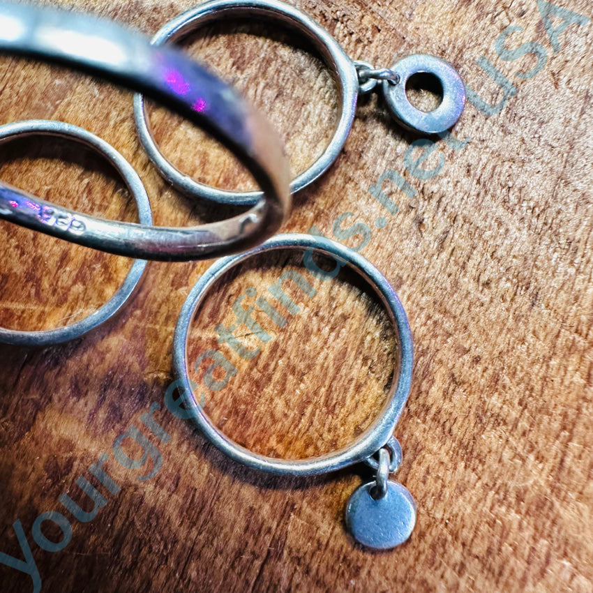 Sterling Silver Stacking Rings for Women - Set of 4 Adjustable Band Rings Size 7 - Perfect for Layering, Gift Giving & Everyday Jewelry