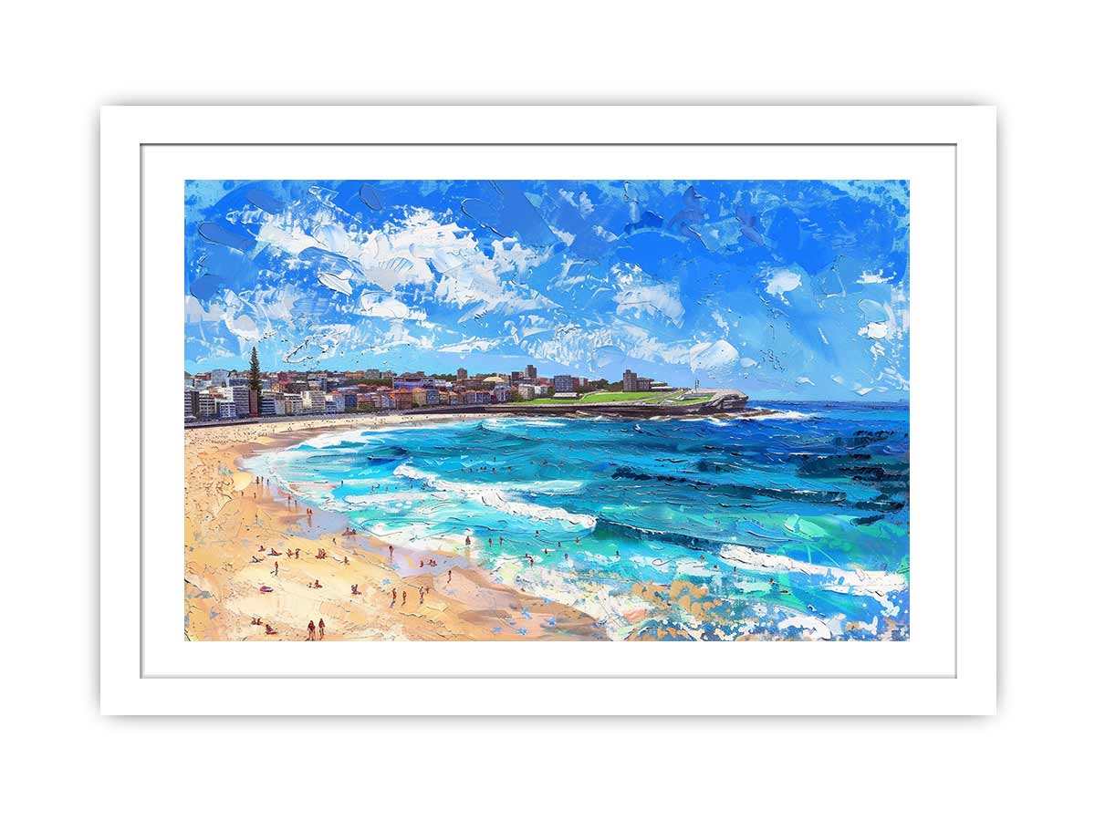 Bondi Beach Art Framed Print - Stunning Coastal Wall Decor for Living Room, Bedroom & Office - Perfect Beach House Gift & Home Decoration