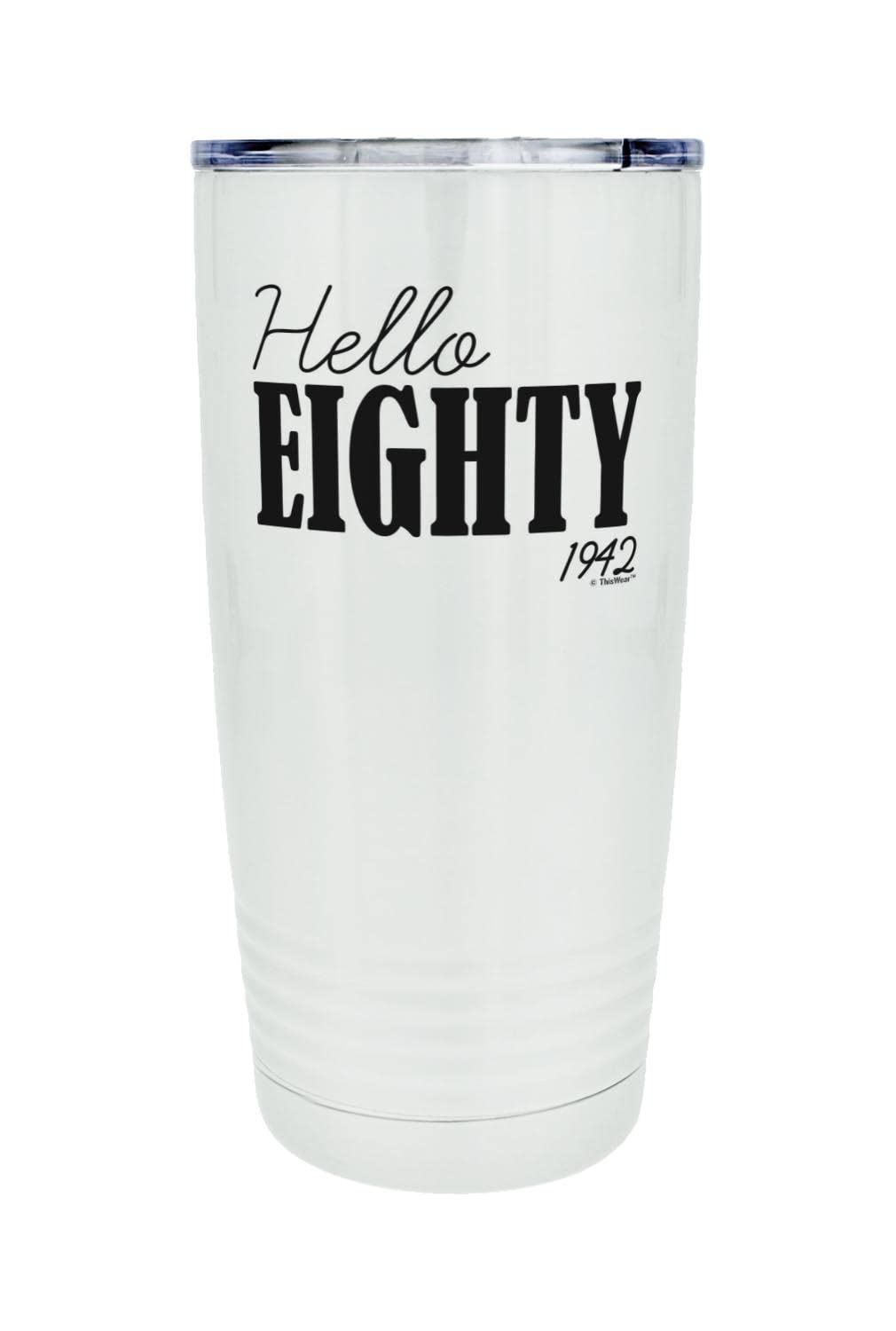 80th Birthday Gifts for Men - Hello Eighty 1942 20oz Stainless Steel Insulated Travel Mug with Lid - Perfect for Coffee, Tea & Outdoor Adventures