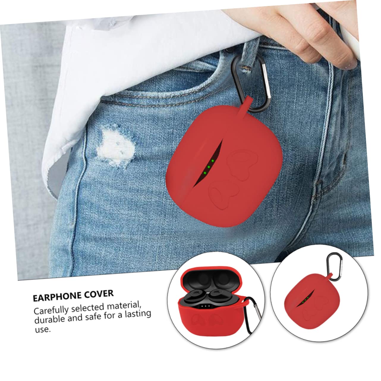 2 Pack Wireless Headphone Case - Durable Over-Ear Earbud Cover with Anti-Fall Protection (Red) for Travel, Gym & Daily Use