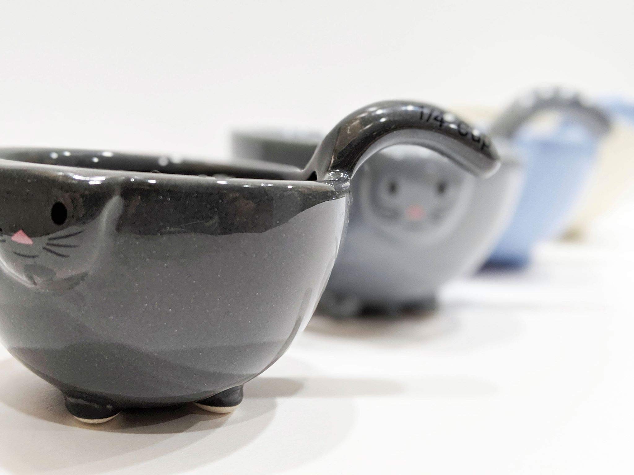 Ceramic Cat Measuring Cups Set - Cute Baking Bowls for Dry & Liquid Ingredients - Perfect for Baking, Cooking & Kitchen Decor