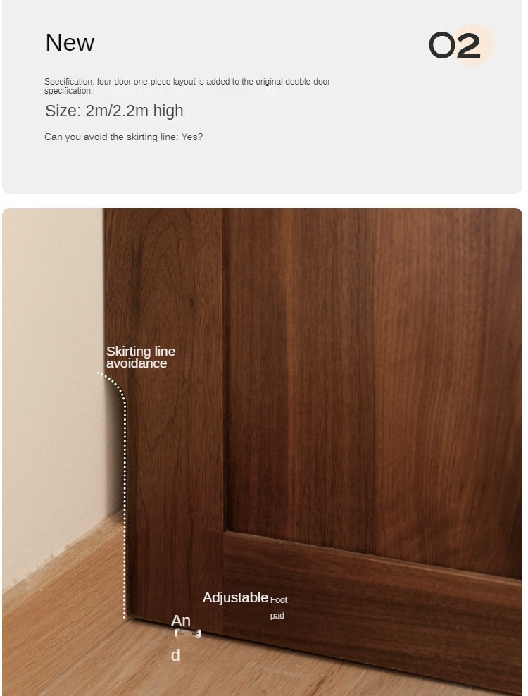 Solid Black Walnut Wood Large Wardrobe - Spacious Closet Organizer for Bedroom, Walk-in Closet & Master Suite Storage