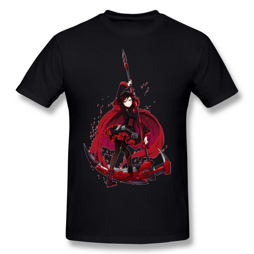 AICH Men's RWBY Rose Black Graphic T-Shirt - Casual Cotton Tee for Anime Fans, Gaming Enthusiasts & Everyday Wear
