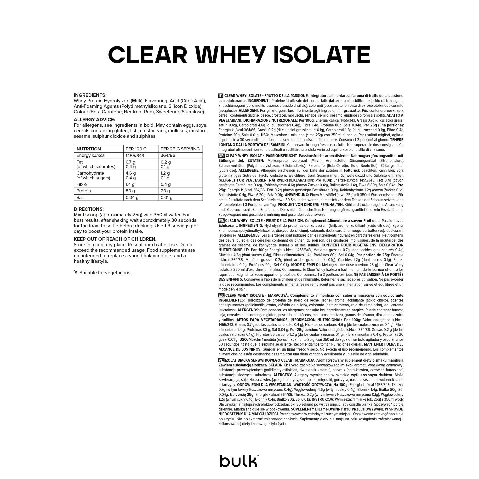 Premium Clear Whey Isolate Protein Powder - Refreshing Passion Fruit Flavor, 500g (20 Servings) | Ideal for Post-Workout Recovery, Gym Supplements & Healthy Lifestyle