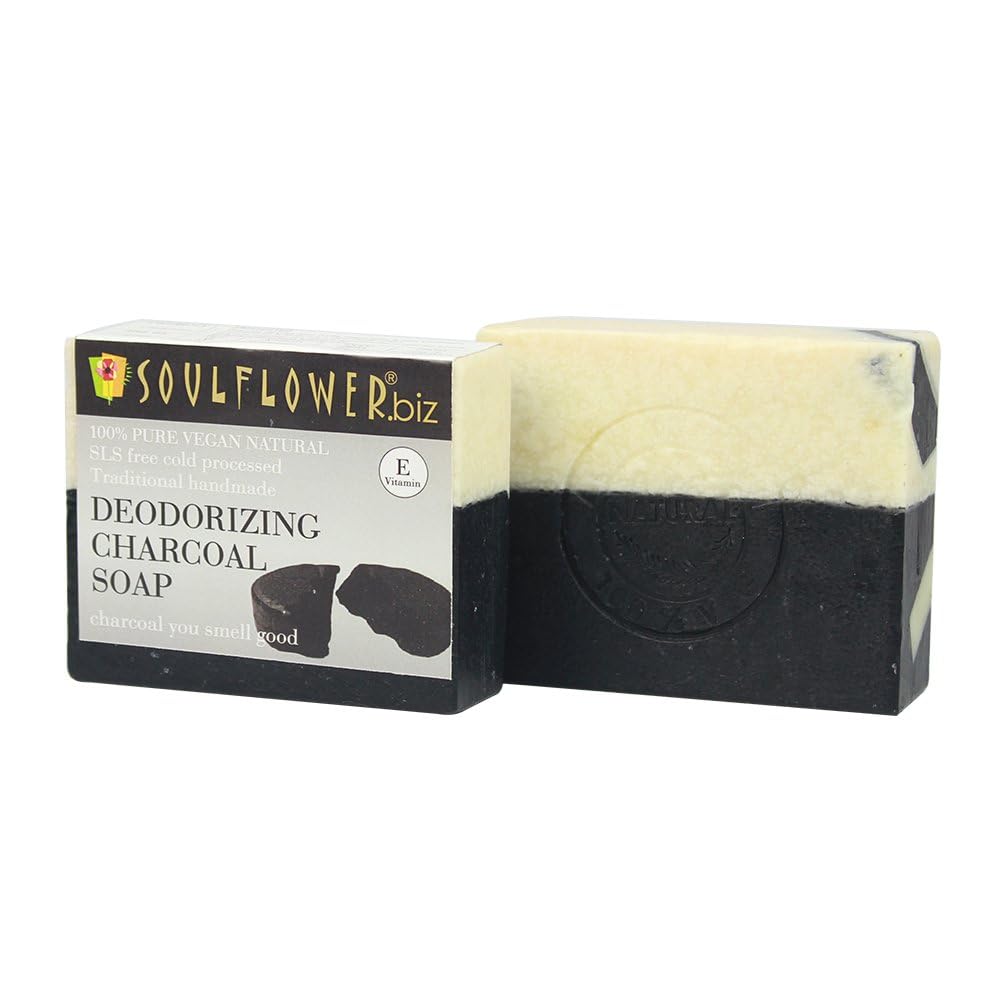 Organic Activated Charcoal Soap for Men & Women - Detoxifying, Deep Pore Cleansing & Body Odor Control | 100% Natural, Handmade, Vegan with Vitamin E | 150g Bar Soap | Perfect for Daily Skincare Routine, Gym Use & Travel Essentials