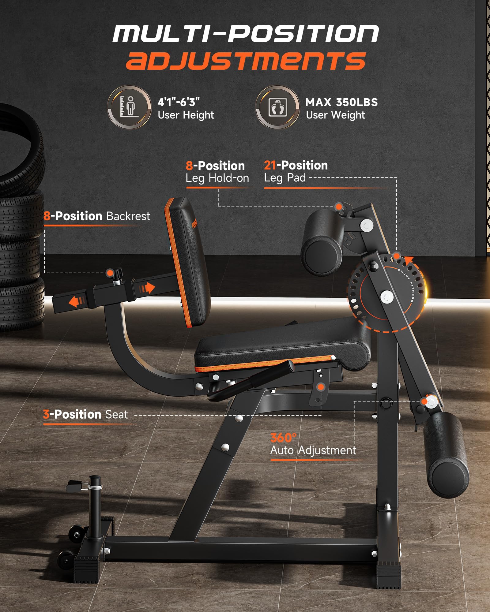 FEIERDUN 4-in-1 Adjustable Leg Extension & Curl Machine - 700lbs Capacity Home Gym Equipment for Thighs, Hamstrings & Glutes - Strength Training Machine for Leg Workouts - Perfect for Home Gym, Personal Training & Fitness Studios