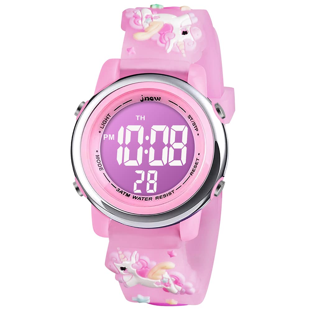 Vicloon Kids Digital Watch with 7 Color LED Lights, Alarm & Stopwatch - Unicorn Valentine's Day Gift for Girls Ages 3-10 | Perfect for School, Playtime & Special Occasions