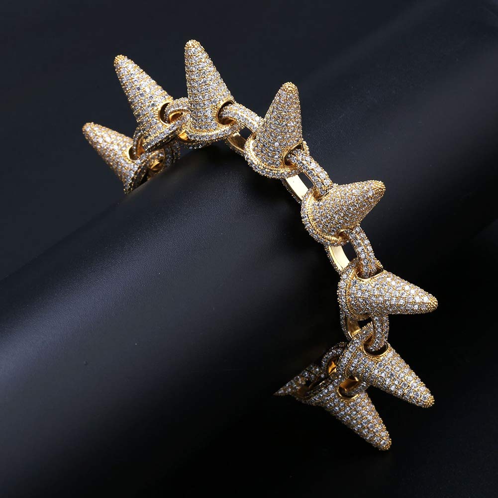 Luxury Punk Rock Spiked Rivet Stud Bracelet for Men & Women - Gold & Silver Hip Hop Cuff Bangle (7 Inch) - Perfect for Concerts, Parties & Streetwear Fashion