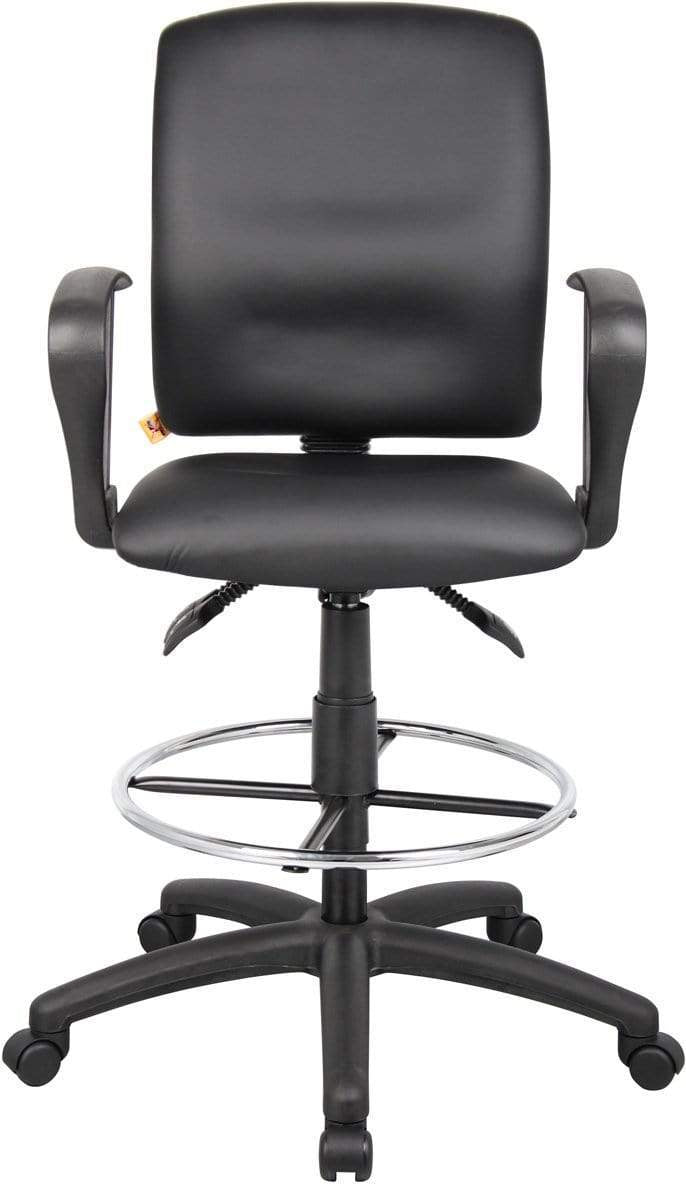 Boss Multi-Function LeatherPlus Drafting Stool [B1645] - Adjustable Height Office Chair for Architects, Artists & Home Office Use