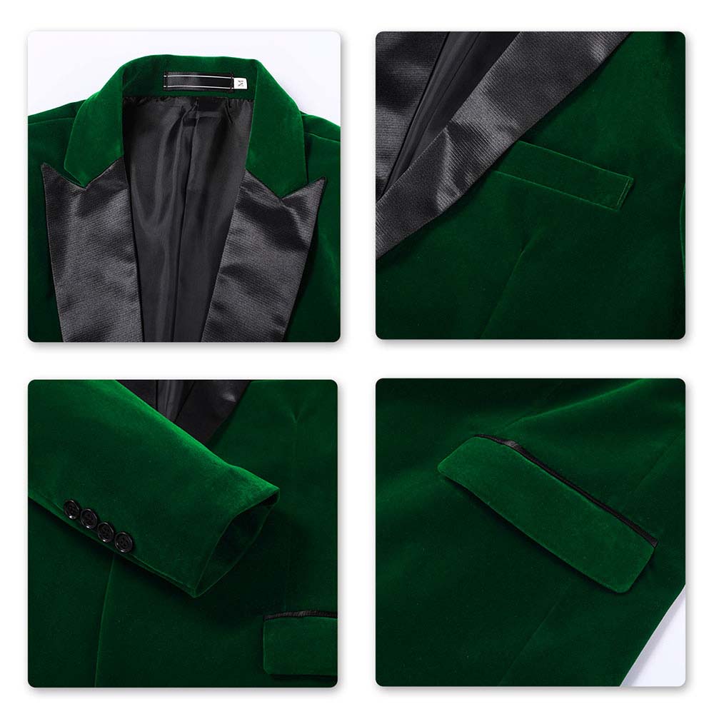 Slim Fit 2 Piece Green Velvet Tuxedo Suit for Men - Formal Wedding & Evening Party Outfit
