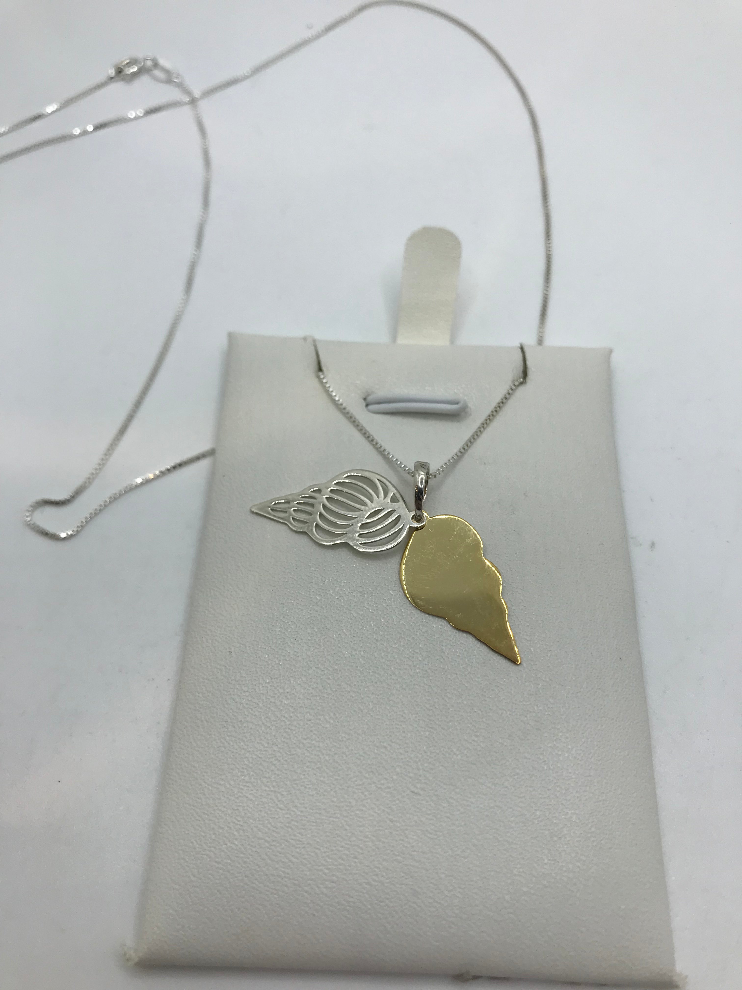 Sterling Silver & Gold Plated Seashell Pendant Necklace for Women - Perfect for Beach Vacations, Summer Outfits & Boho Jewelry Collection