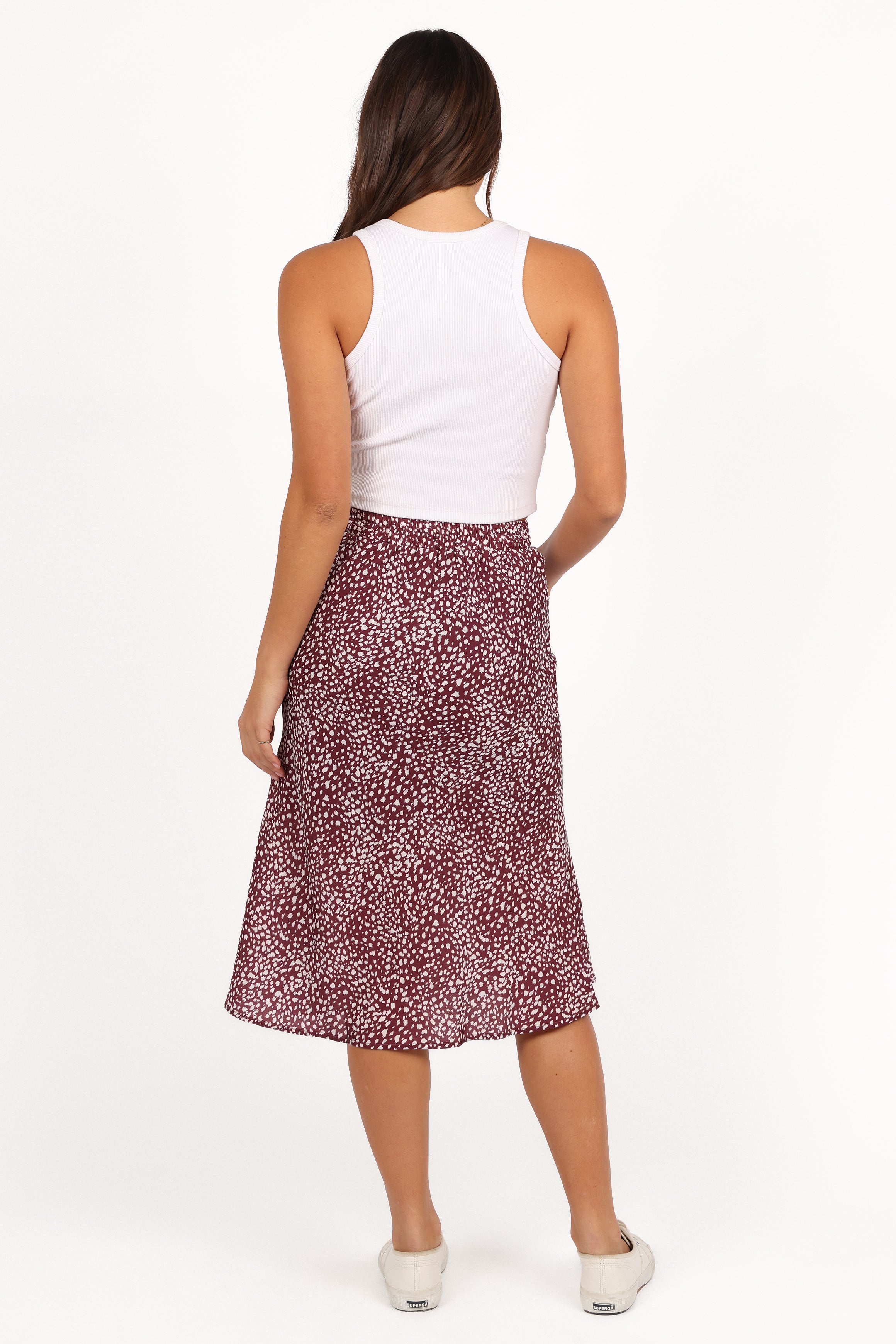 Falco Women's Burgundy Skirt - Elegant A-Line Midi Skirt for Casual & Office Wear | Perfect for Work, Dates & Special Occasions