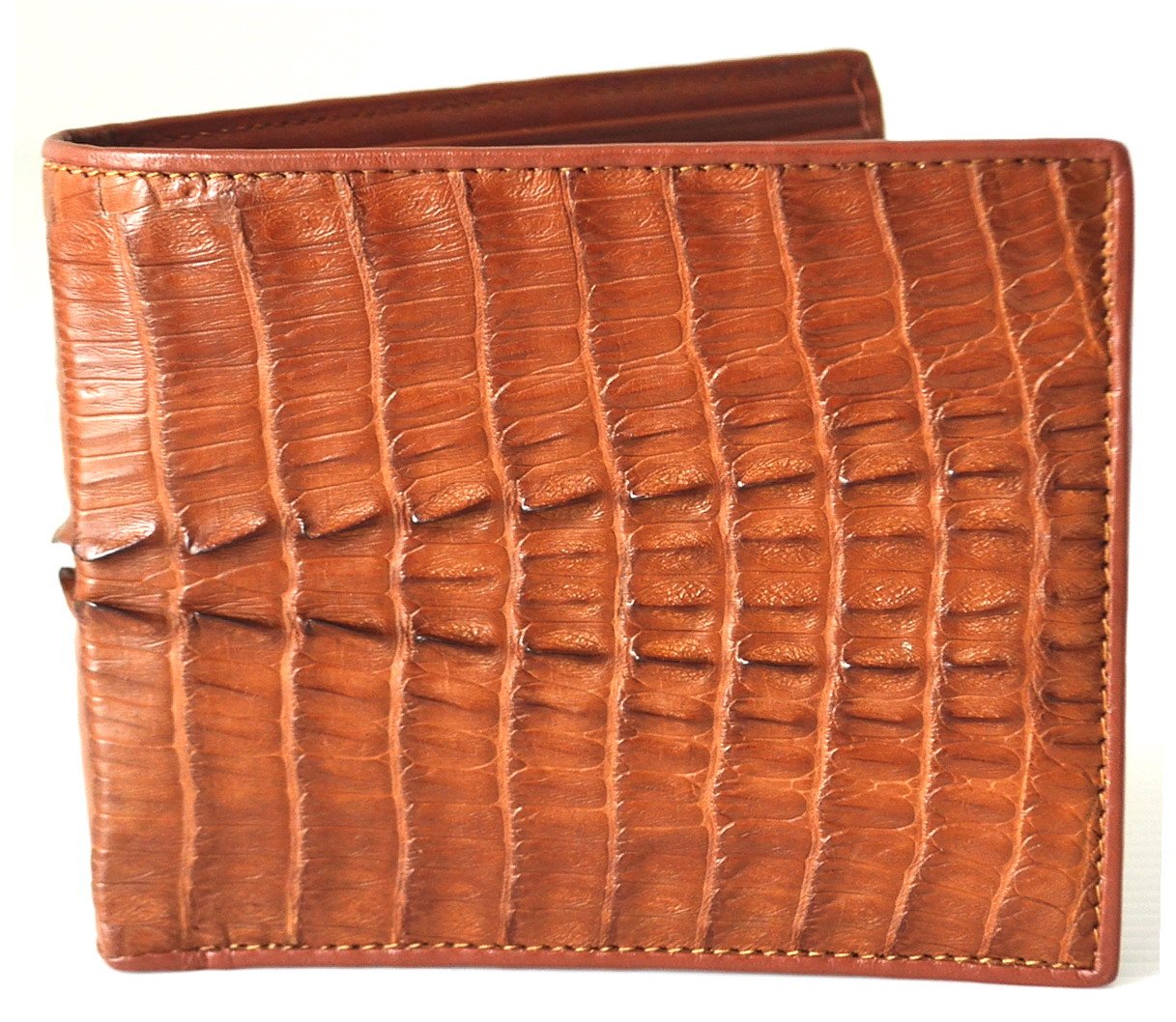 Premium Men's Bifold Crocodile Leather Wallet - Genuine Tan Crocodile Tail Skin - Perfect for Everyday Carry & Business Use