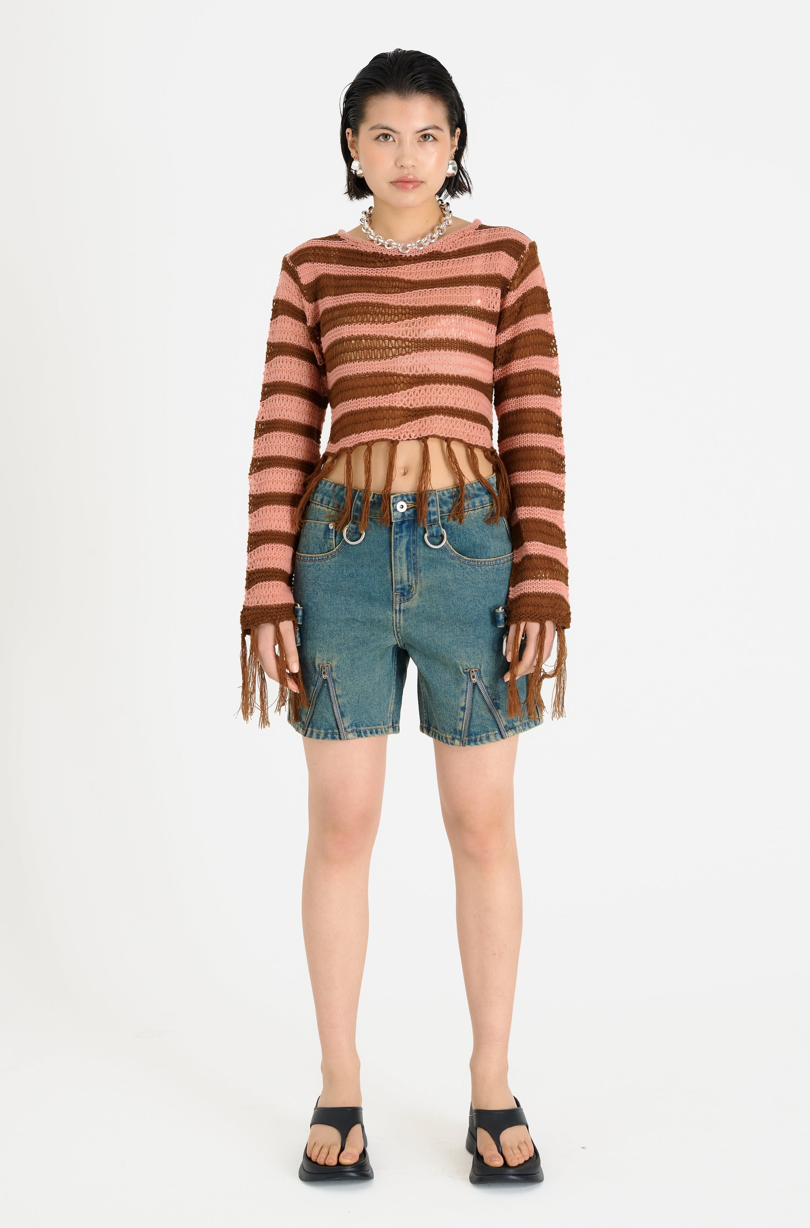 Stylish Terracotta Tassel Knit Sweater - Cozy Women's Fashion for Fall & Winter | Perfect for Casual Outings and Holiday Gatherings