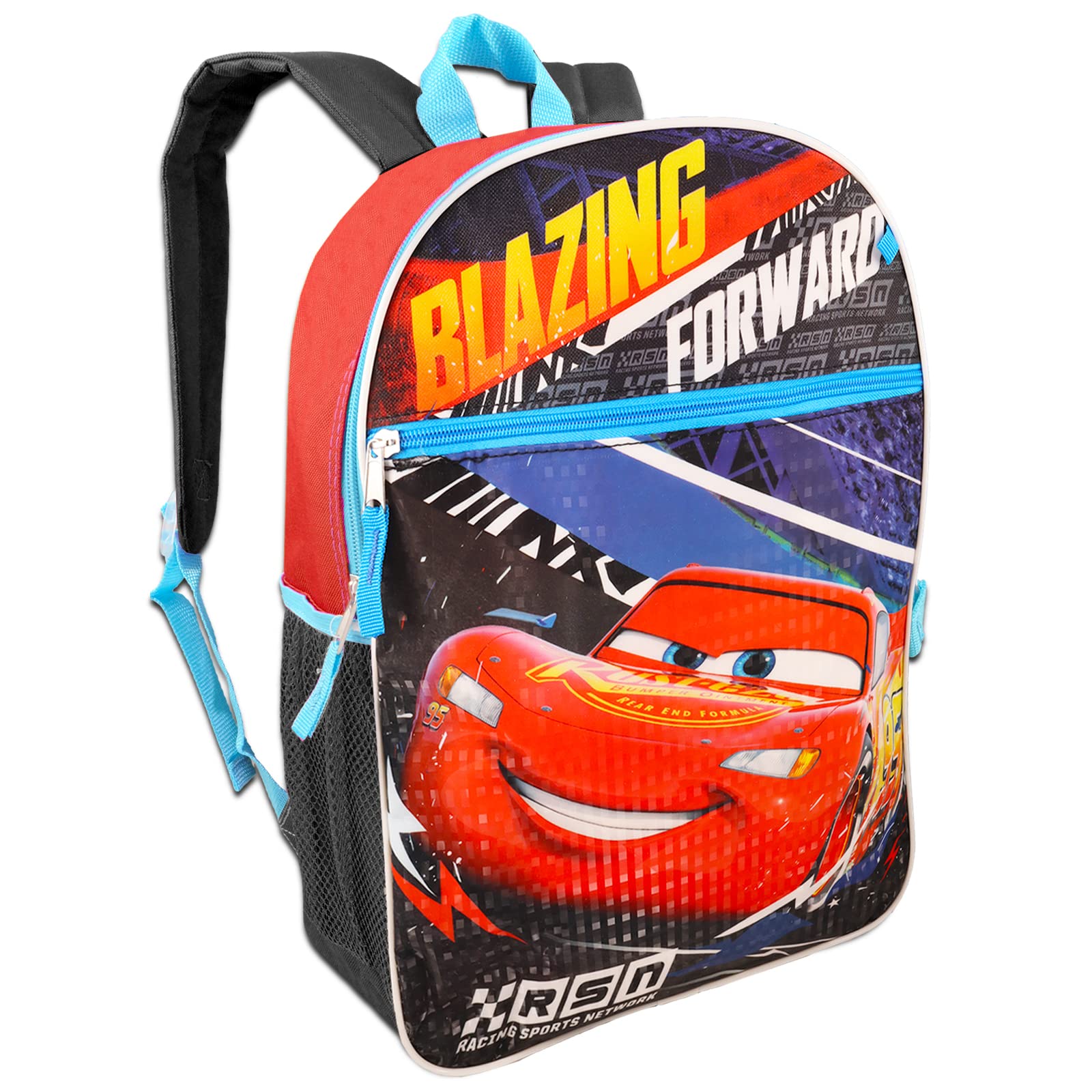 **Disney Cars Backpack and Lunch Box Set for Boys - 16 Inch Insulated School Bag with Water Bottle & Stickers | Kids School Supplies for Daily Use, Travel & Outdoor Activities**