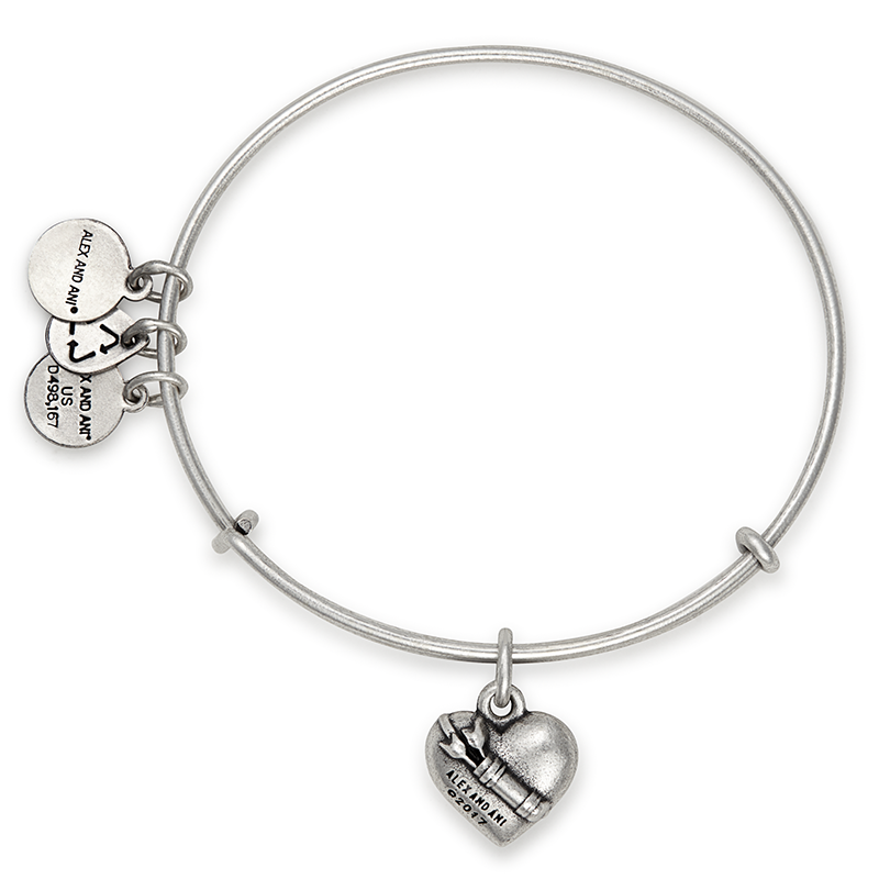 Cupid's Heart II Charm Bangle - Romantic Valentine's Day Gift for Her, Dainty Love Bracelet for Women, Perfect for Anniversaries & Date Nights