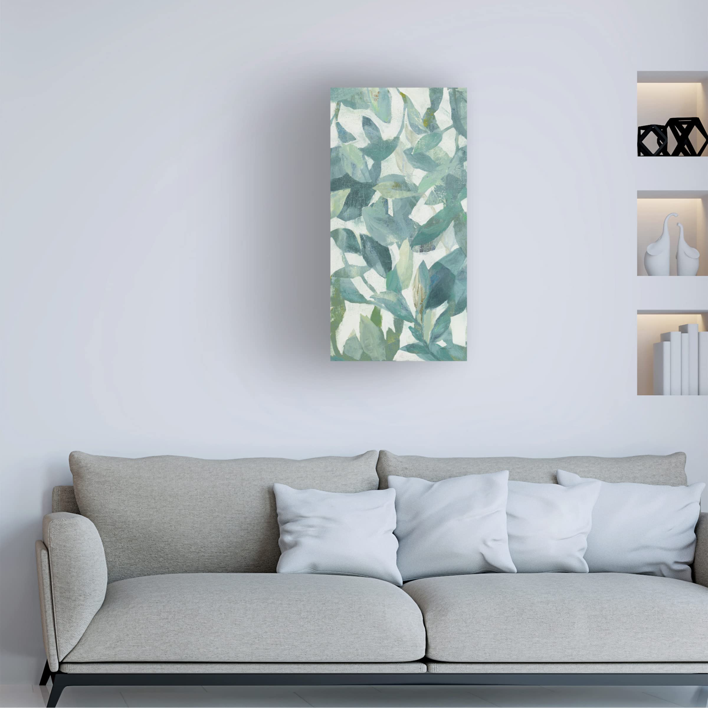 Danhui Nai Summer Garden Greenery II Light Canvas Wall Art Print - 24x47 Inches Floral Botanical Decor for Living Room, Bedroom & Office