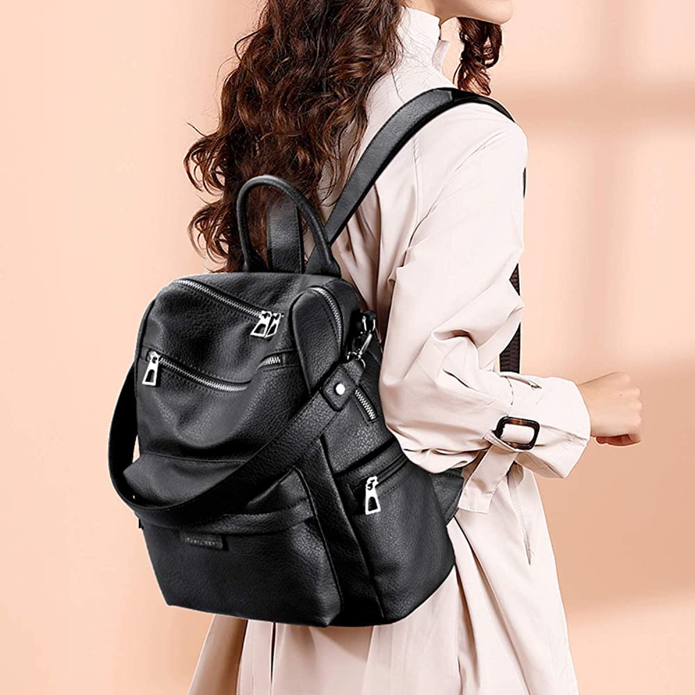 TrueArch Kayla Stylish Vegan Leather Backpack & Purse for Women - Waterproof Laptop Backpack for College, Work & Travel | Durable Multipurpose Shoulder Bag for Women & Girls | Perfect Gift Idea for Students & Professionals