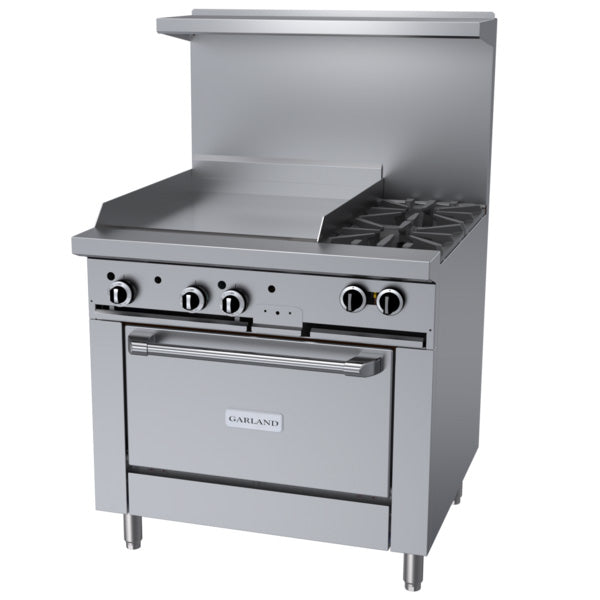 Garland Starfire Pro G36 2G24R 36-Inch Commercial Gas Range with 24-Inch Griddle - 2 Burners & Standard Oven - 140,000 BTU Natural Gas - Perfect for Restaurants, Catering & Commercial Kitchens