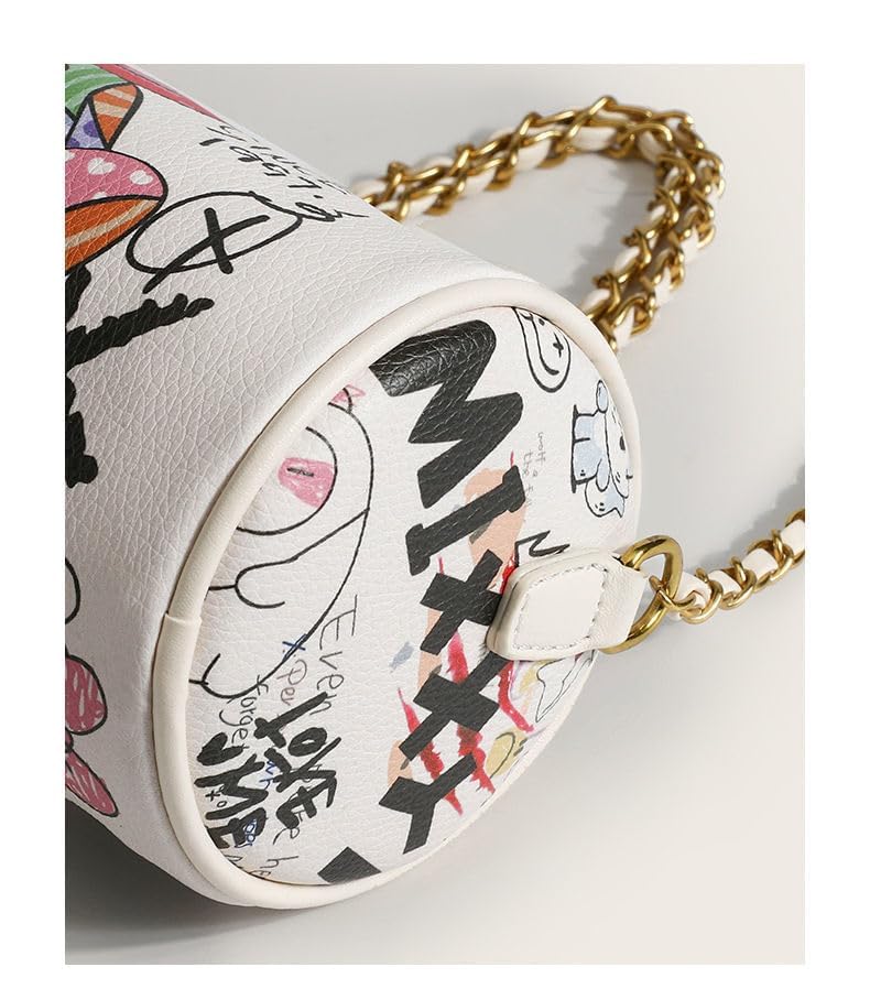 Trendy Graffiti Crossbody Bag for Women - Fashionable Mini Shoulder Purse with Phone Wallet & Chain Strap - Perfect for Daily Use, Travel, and Parties