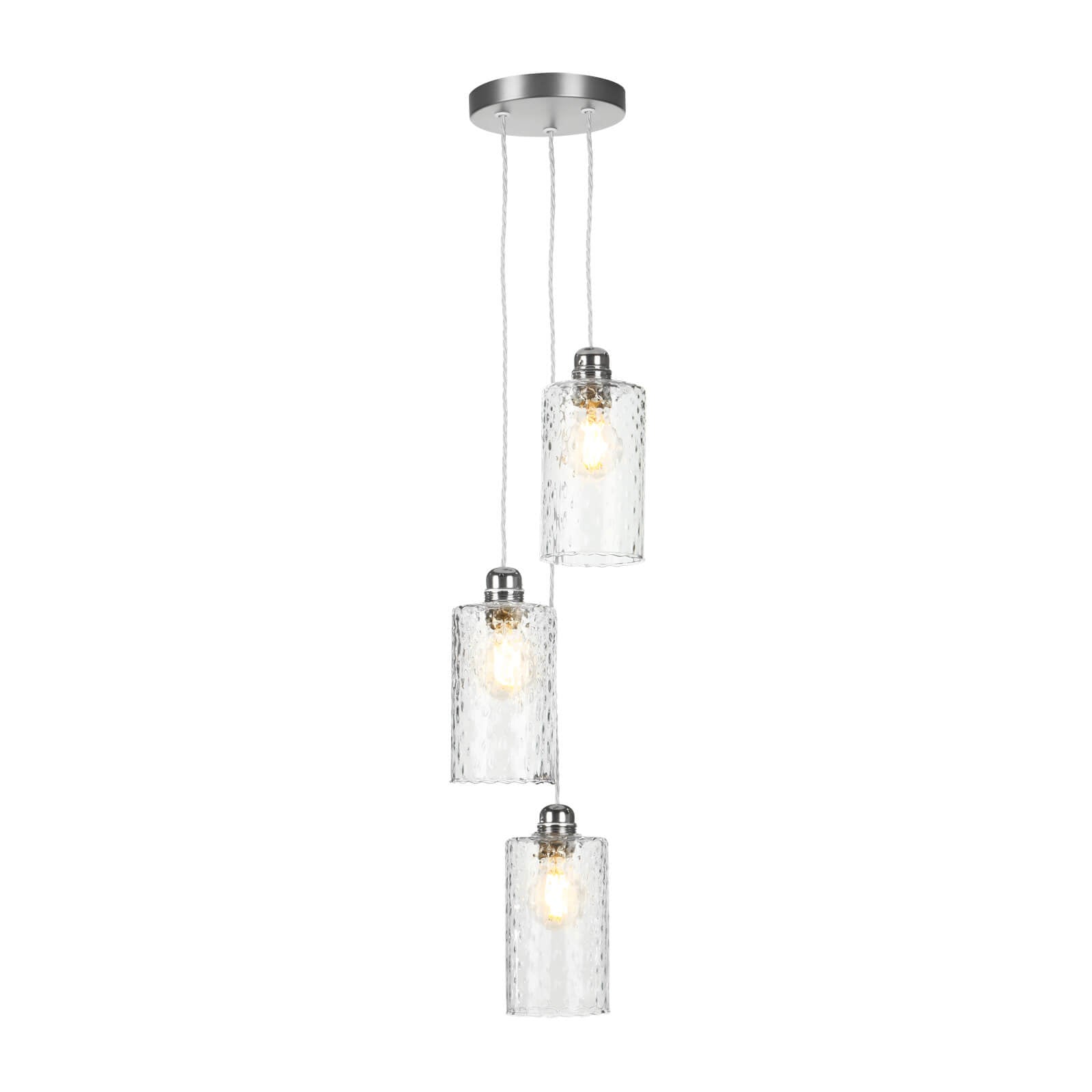 Acton 3-Light Pendant Lighting Fixture in Antique Brass/Satin Chrome with E27 Socket - Perfect for Dining Room, Kitchen Island, or Entryway Lighting