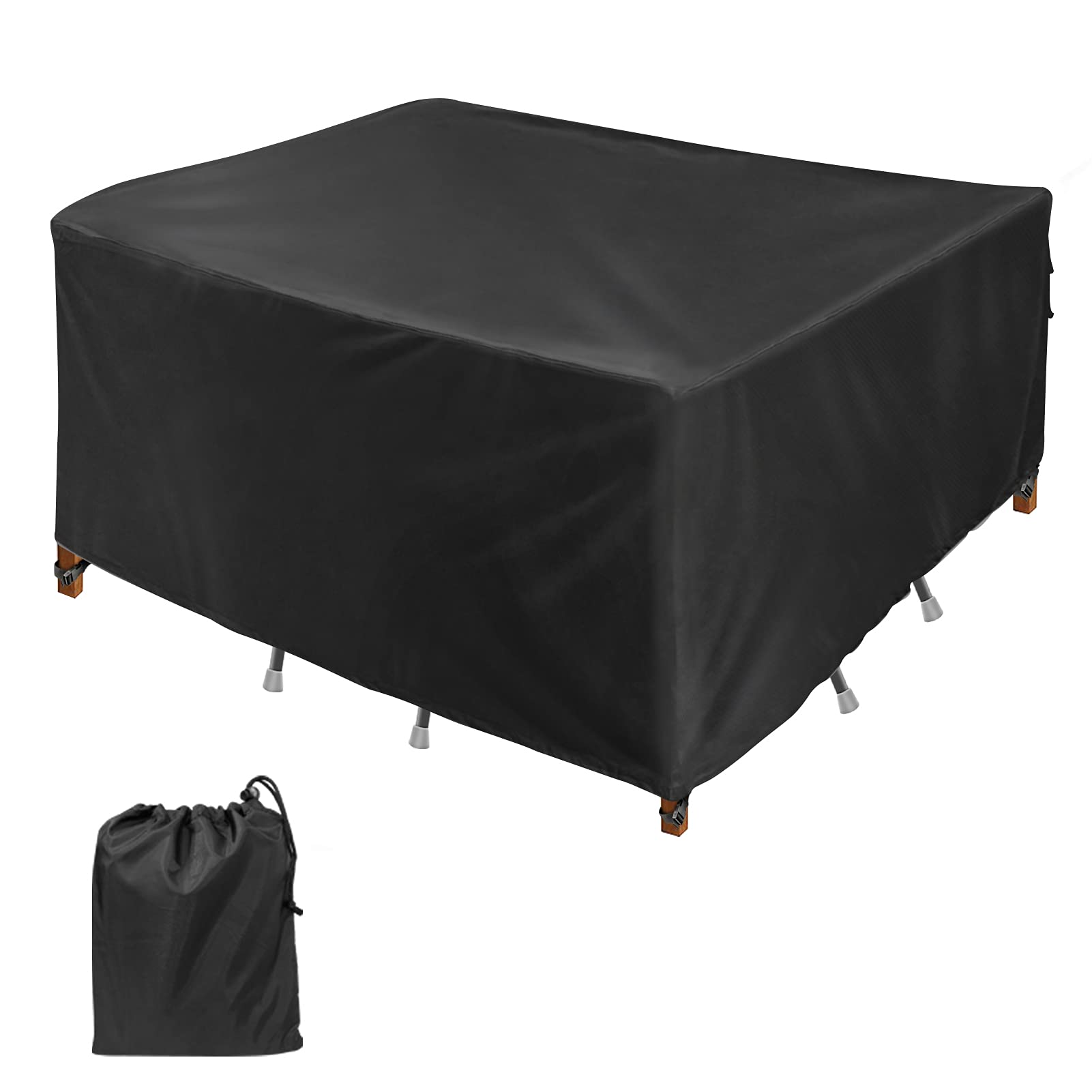 Waterproof Square & Round Patio Table Cover - Dustproof Outdoor Dining Furniture Protector (56-138 Inch, Easy On/Off) - Perfect for Backyard, Deck & Garden Dining Sets