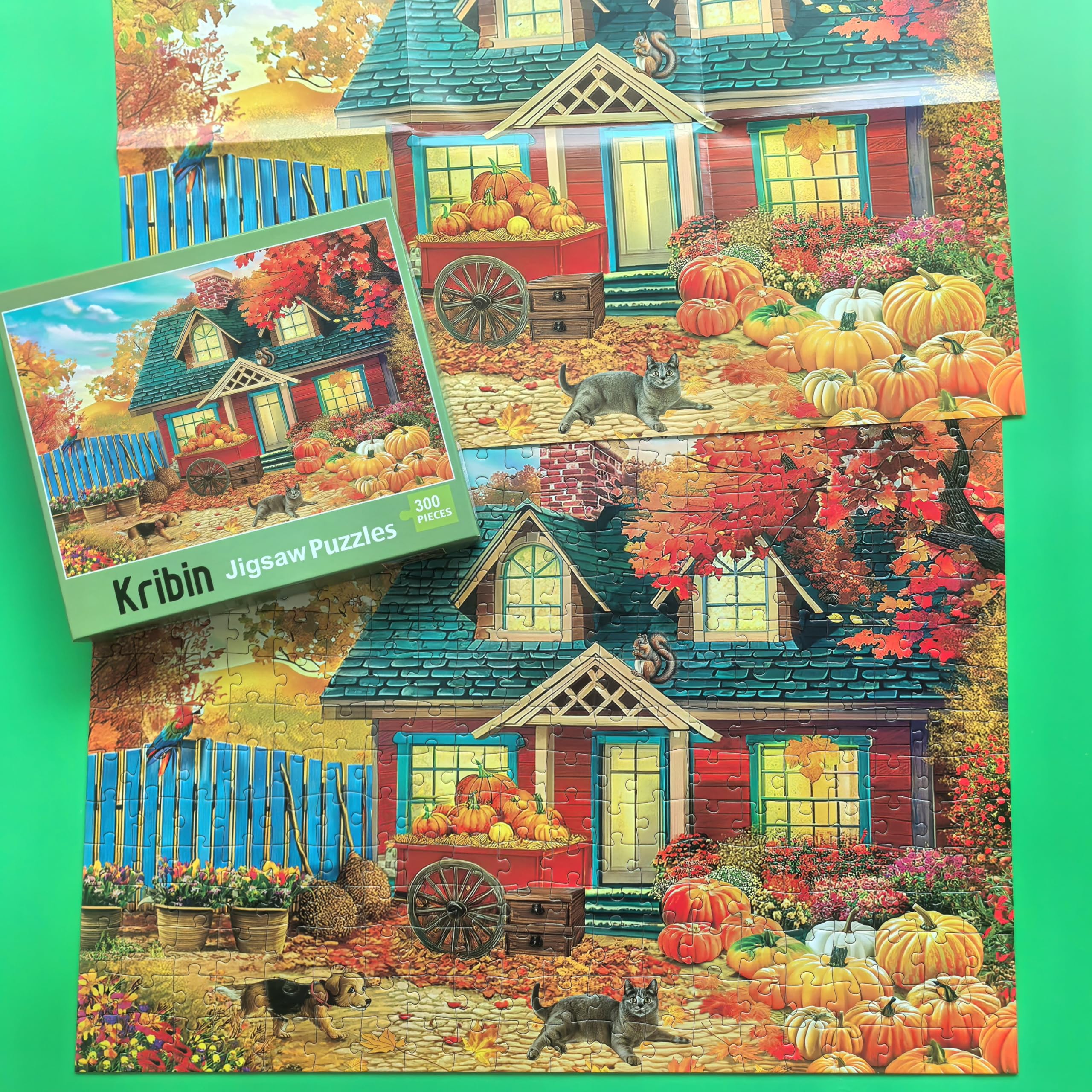 300-Piece Large Jigsaw Puzzle for Adults, Seniors & Kids - Autumn Pumpkin Harvest Halloween & Fall Theme - Perfect for Family Bonding, Stress Relief & Seasonal Decor