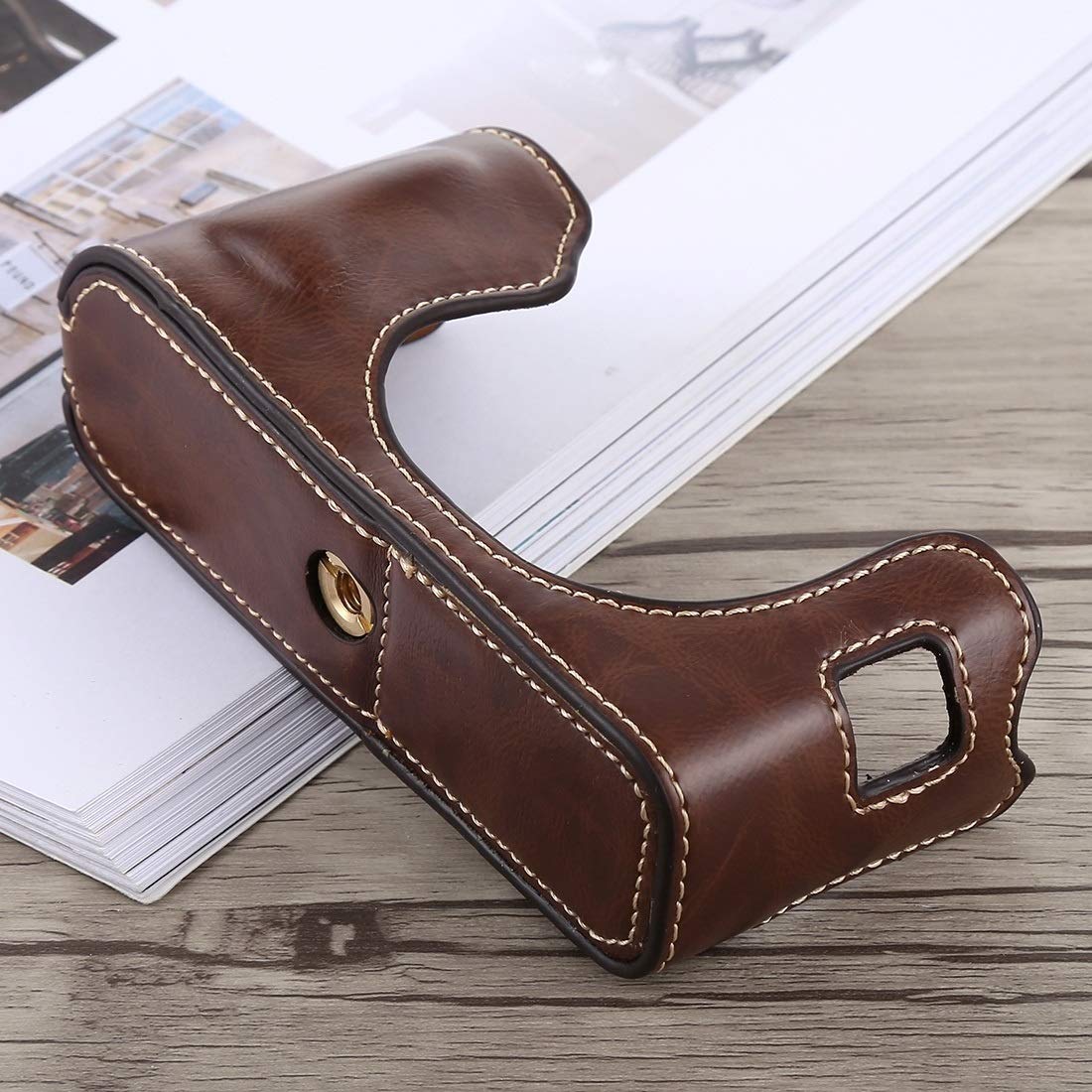 Premium PU Leather Camera Half Case with 1/4
