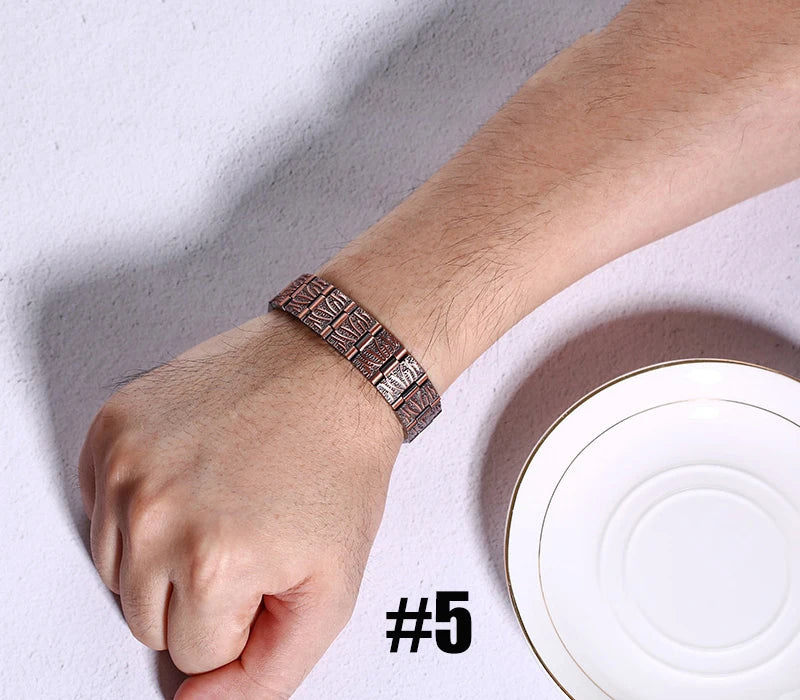 Men's Magnetic Health Bracelet - Pure Copper Energy Bracelet with Blood Pressure Magnets | Pain Relief & Improved Circulation | Perfect for Fitness, Work & Daily Wear