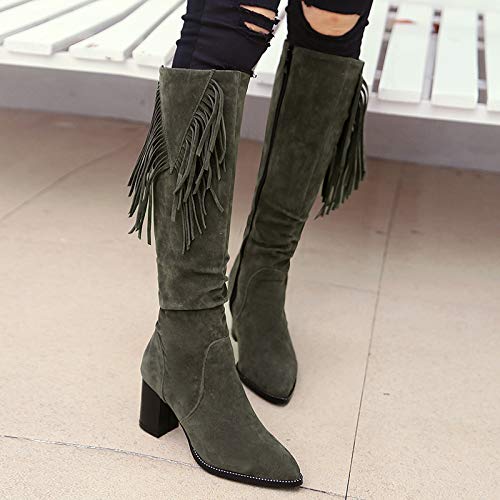 SO SIMPOK Women's Suede Knee High Boots with Zipper - Retro Western Riding Boots with Chunky Heel for Ladies | Perfect for Fall Fashion, Cowgirl Outfits & Dressy Occasions