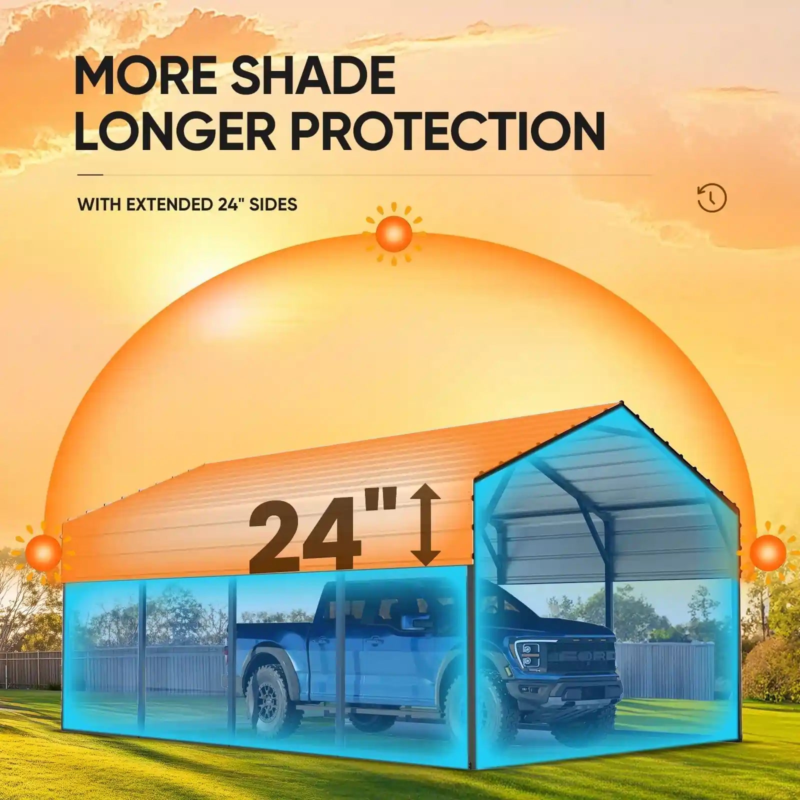 Heavy Duty Metal Roof Car Canopy - Black & White Waterproof Outdoor Shelter for Cars, Trucks, and RVs - Perfect for Parking, Camping, and Outdoor Events
