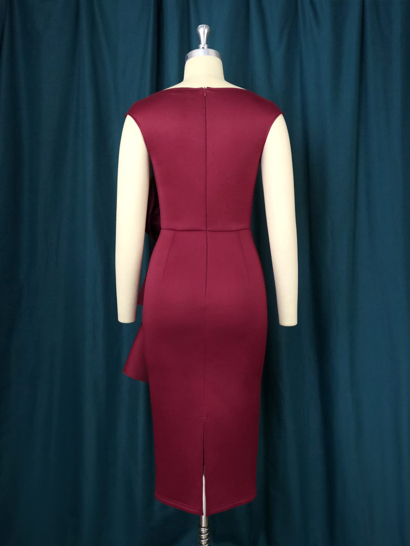 Elegant AOMEI Women's Floral Layered Sleeveless Midi Dress with Ruffle Back & Side Slit - Perfect for Wedding Guest, Cocktail Party & Summer Occasions