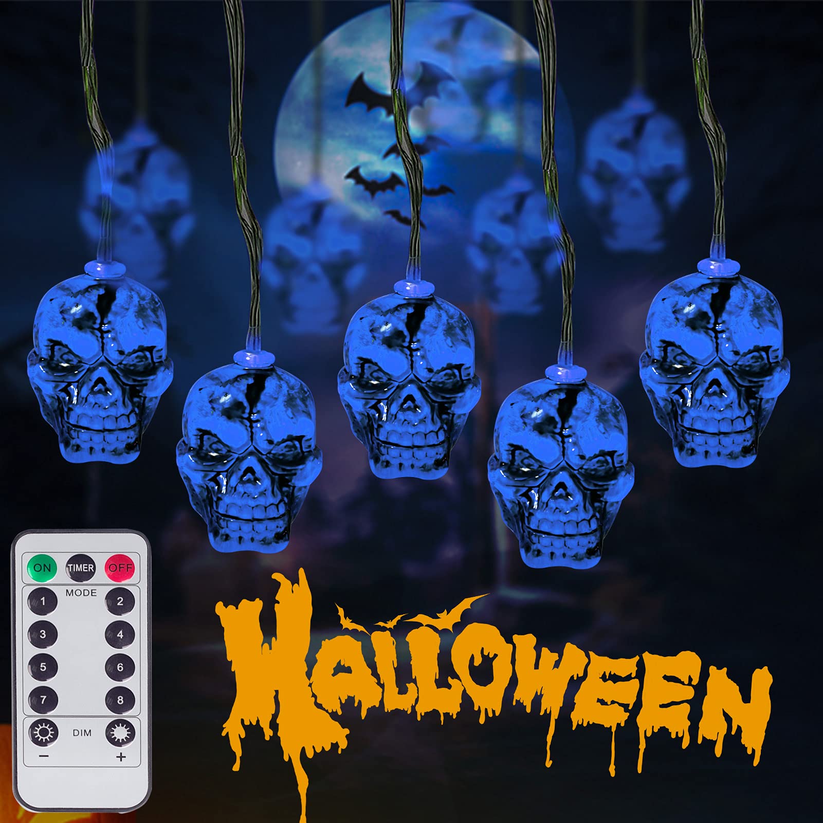 30 LED Halloween Skull Light String Decorations - Dustproof & Waterproof LED Lights for Halloween Party, Outdoor & Indoor Halloween Decor - Perfect for Porch, Yard, and Spooky Home Decorations