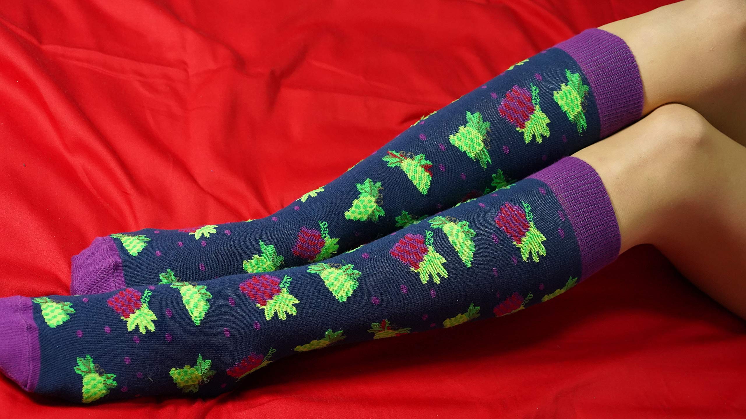 Women's 5-Pair Luxury Cotton Colorful Knee High Socks - Fun & Cool Fashion Socks for Casual Wear, Workout, and Costume Outfits