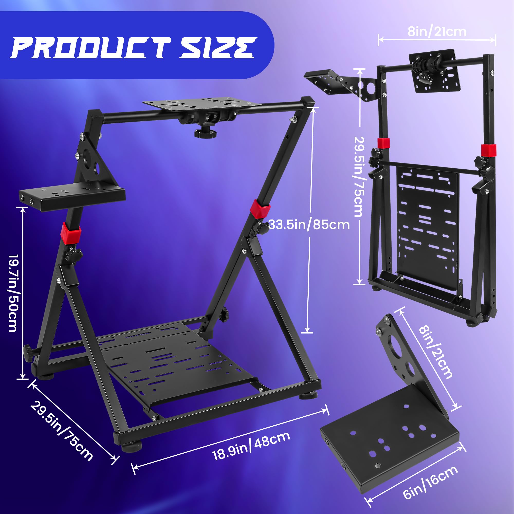 Foldable Steering Wheel Stand for Logitech G923 G29 G920 G27 G25 & Thrustmaster GT500 T300RS T300GT T500RS TGT TS T248X T248 T300 T458 TX - Adjustable Tilt Racing Wheel Stand for PC & Console Gaming - Perfect for Sim Racing & Gaming Setups at Home