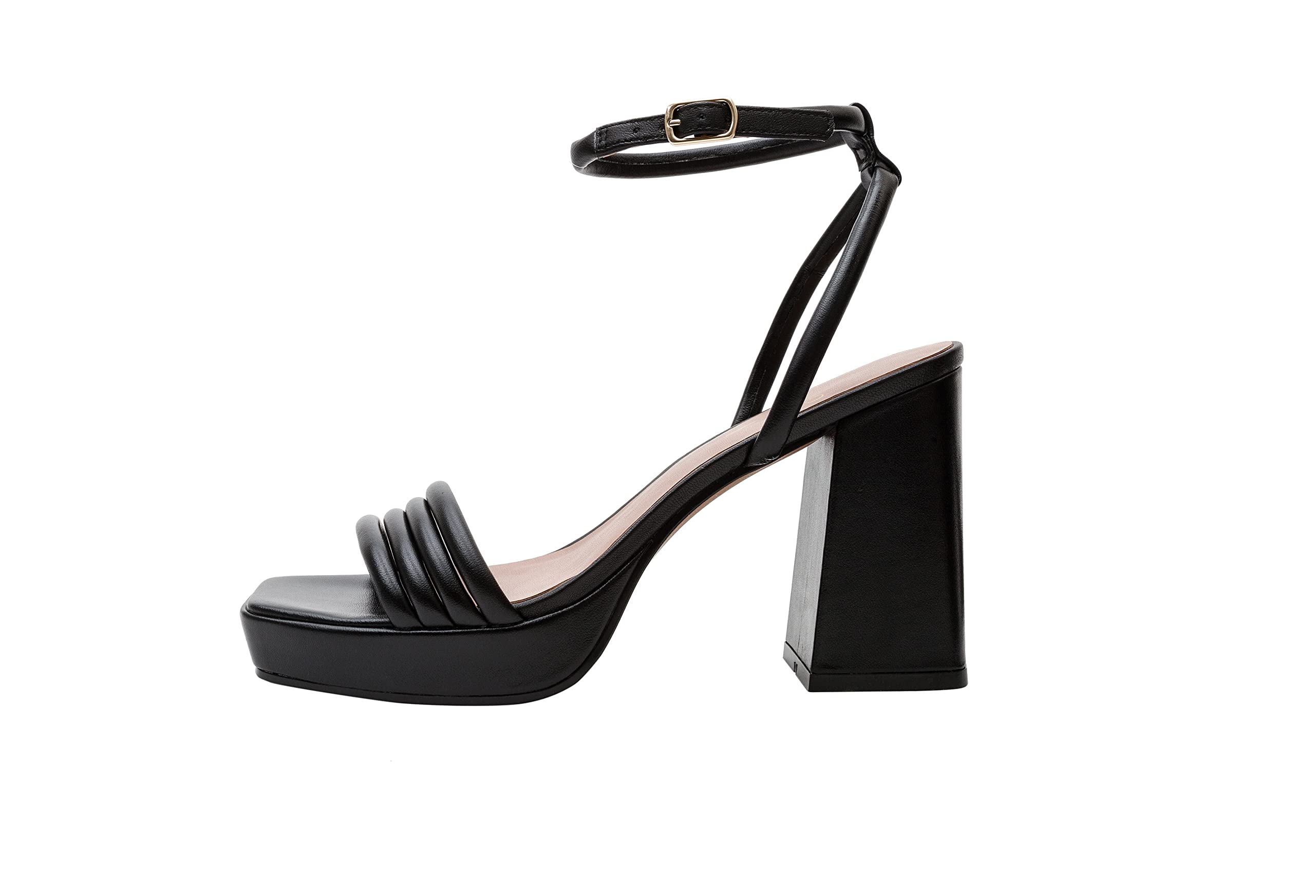 Linea Paolo EVE Women's High Block Heel Sandals - Nappa Leather Platform Halo Strap Dress Shoes for Weddings, Parties & Evening Events