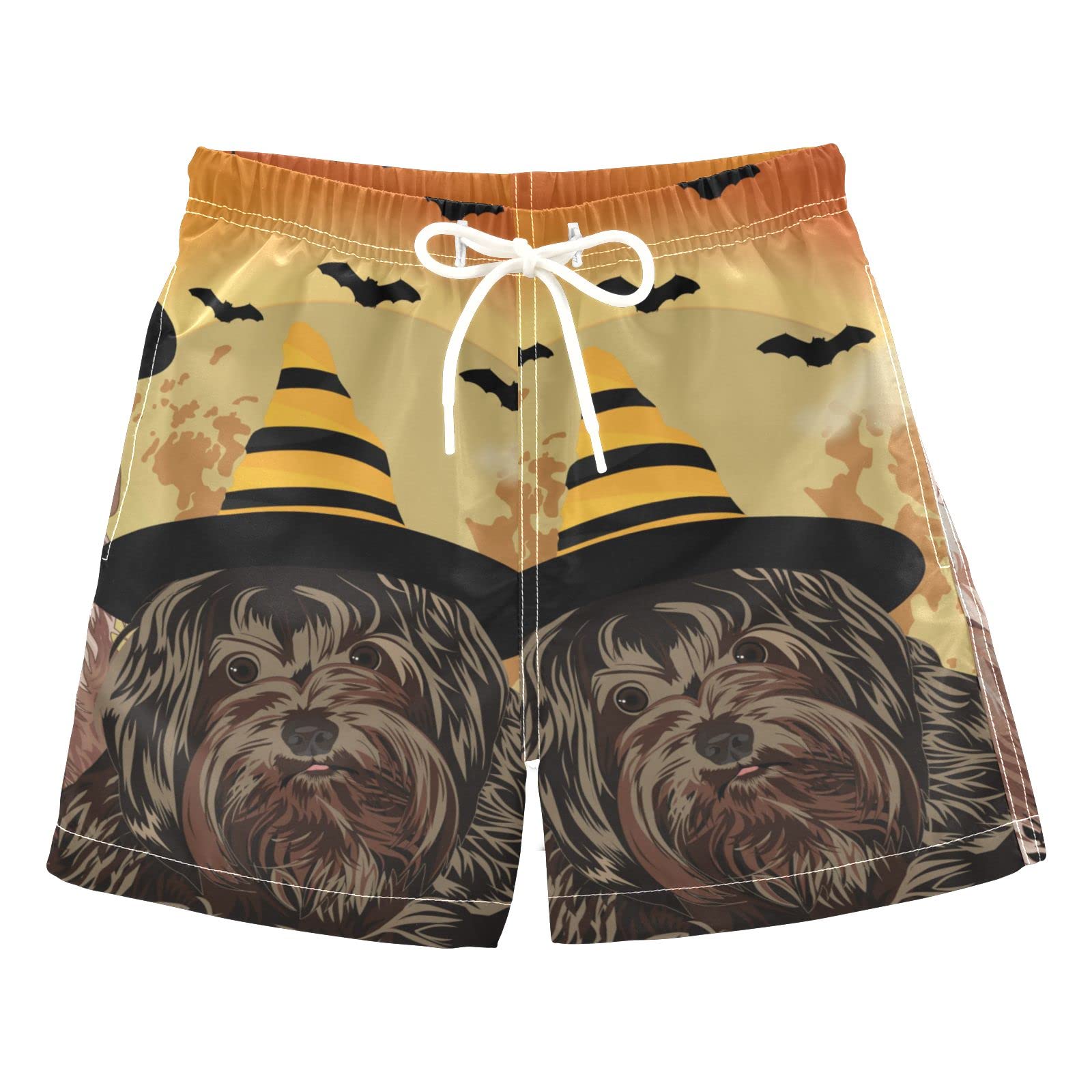 **Aflyko Halloween Boys' & Girls' Swim Trunks - Spider Web Pumpkin Bat Print Toddler Board Shorts for Pool, Beach & Summer Fun**    *(Note: If the original title was in Chinese, the optimized English version is provided above.)*