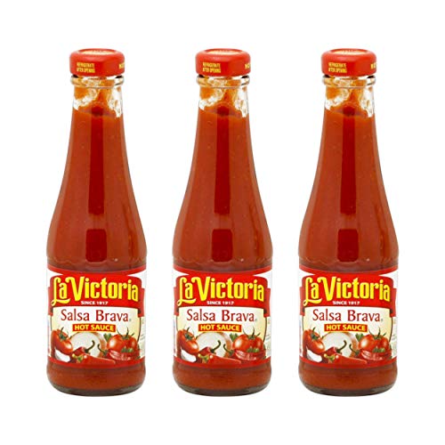 La Victoria Hot Salsa Brava Sauce - 8oz Bottles (Pack of 3) - Authentic Mexican Hot Sauce for Tacos, Burritos & Nachos - Spicy Condiment for Home Cooking & Restaurant Use